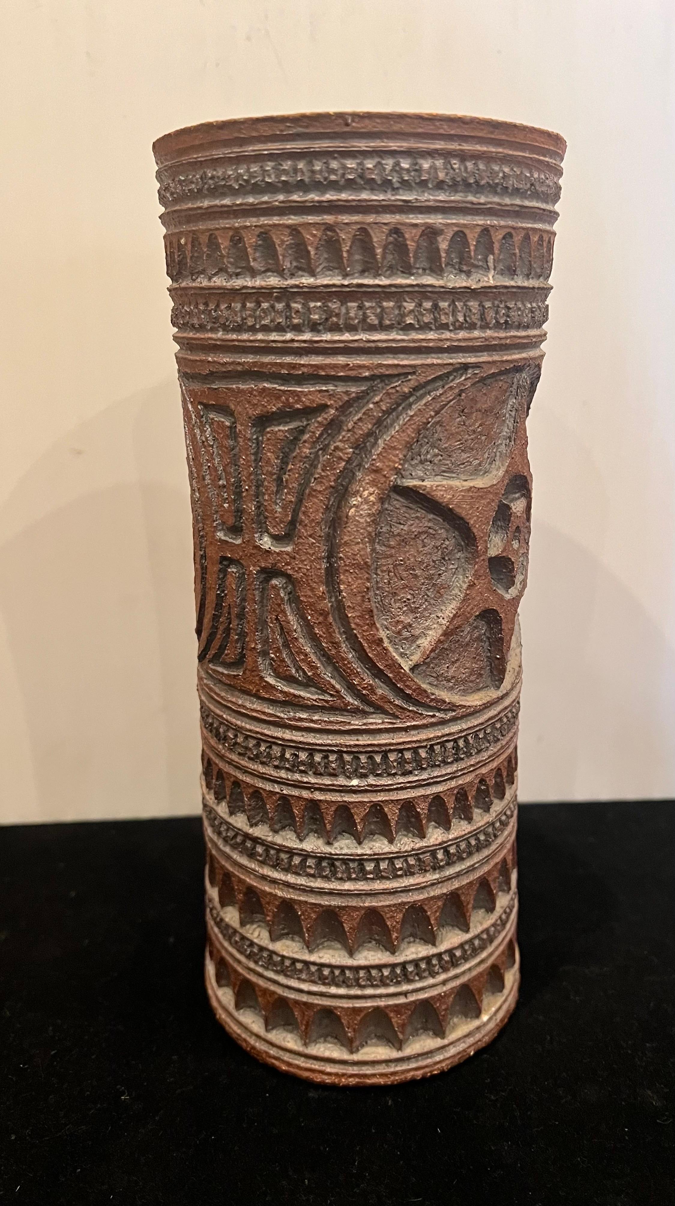 California Design Stoneware Brutalist Rare Vase by Wayne Chapman In Excellent Condition In San Diego, CA