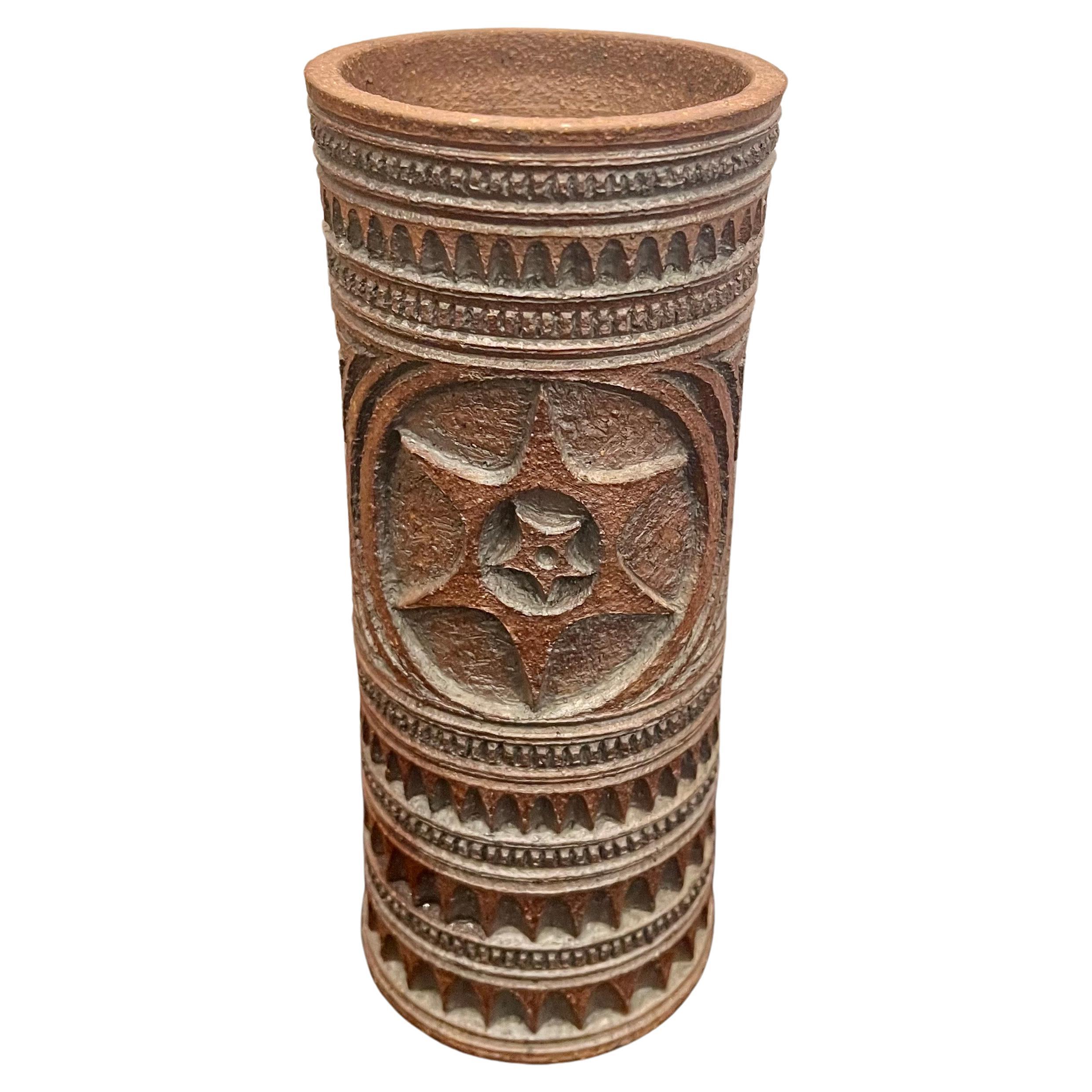 California Design Stoneware Brutalist Rare Vase by Wayne Chapman