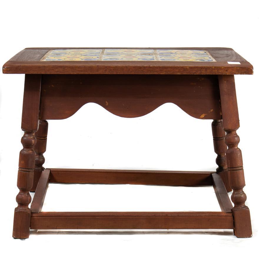 Arts and Crafts Antique Calif D&M Tile Spanish Colonial Mission Side Table Early 20th Century For Sale