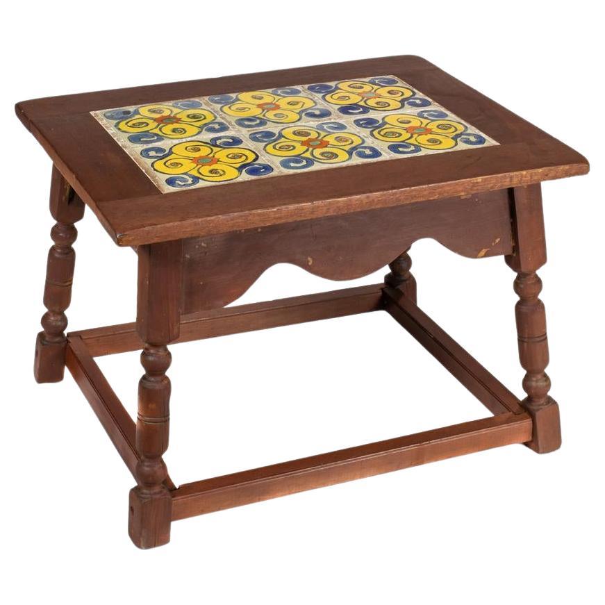 Antique Calif D&M Tile Spanish Colonial Mission Side Table Early 20th Century For Sale