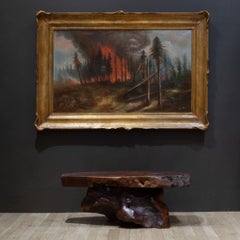 Kalifornisches Waldfeuer, William M. Lemos, Öl auf Leinwand, Pie Crust Frame 1910
