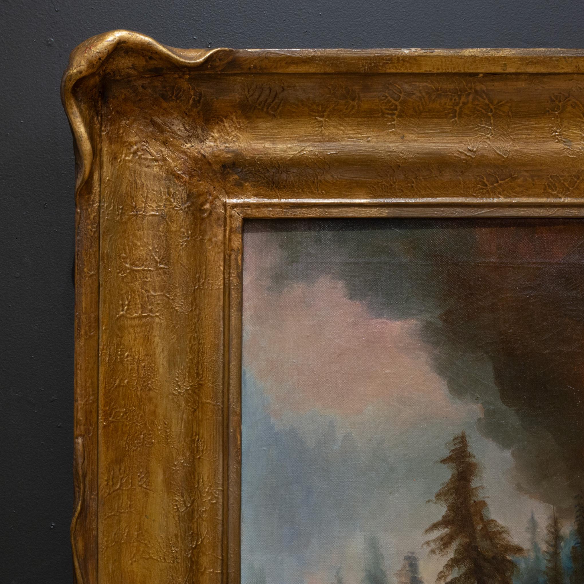 Wood California Forest Fire, William M. Lemos, Oil on Canvas, Pie Crust Frame 1910