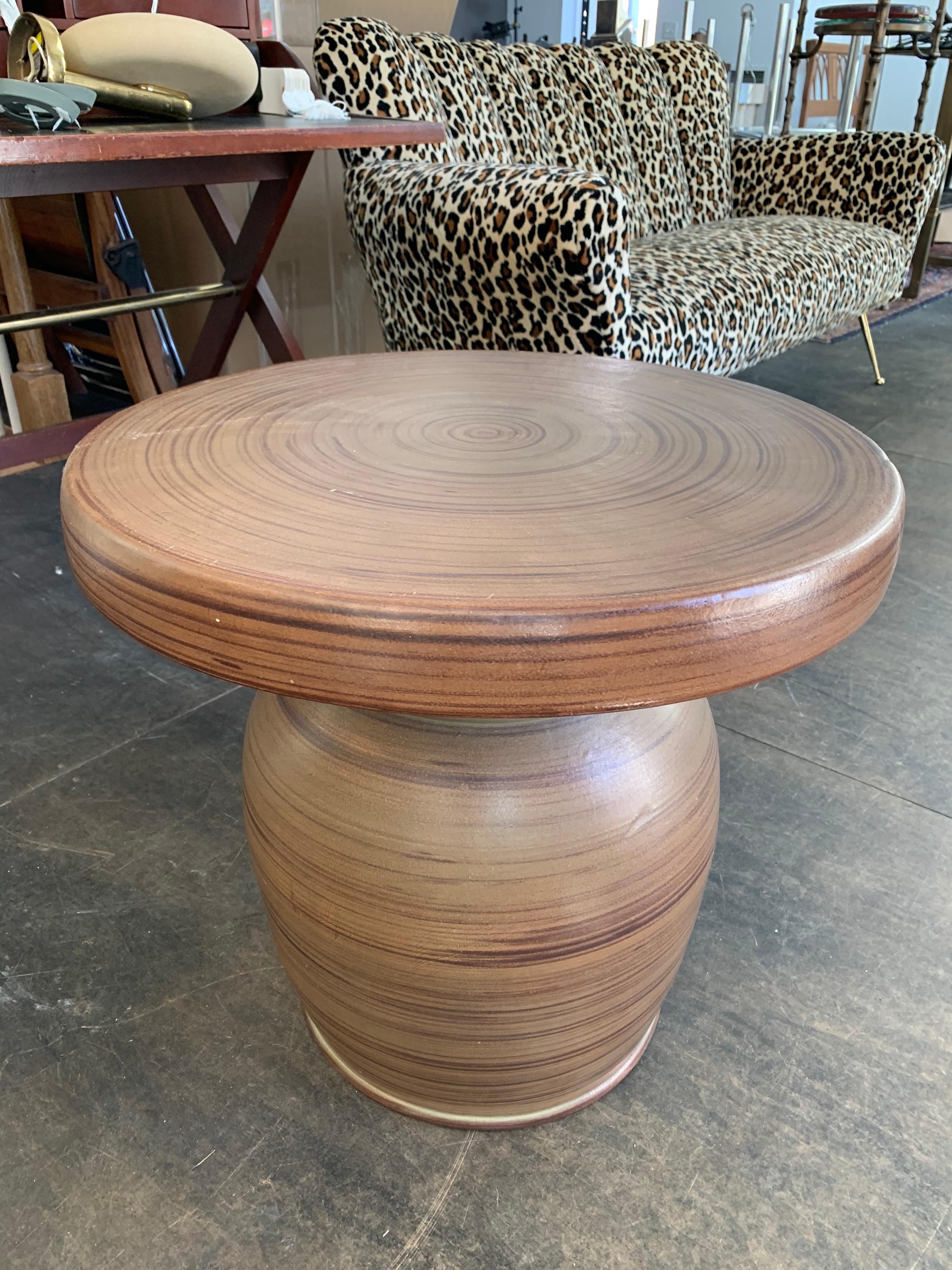 California Glazed Ceramic Circular Side Table 1