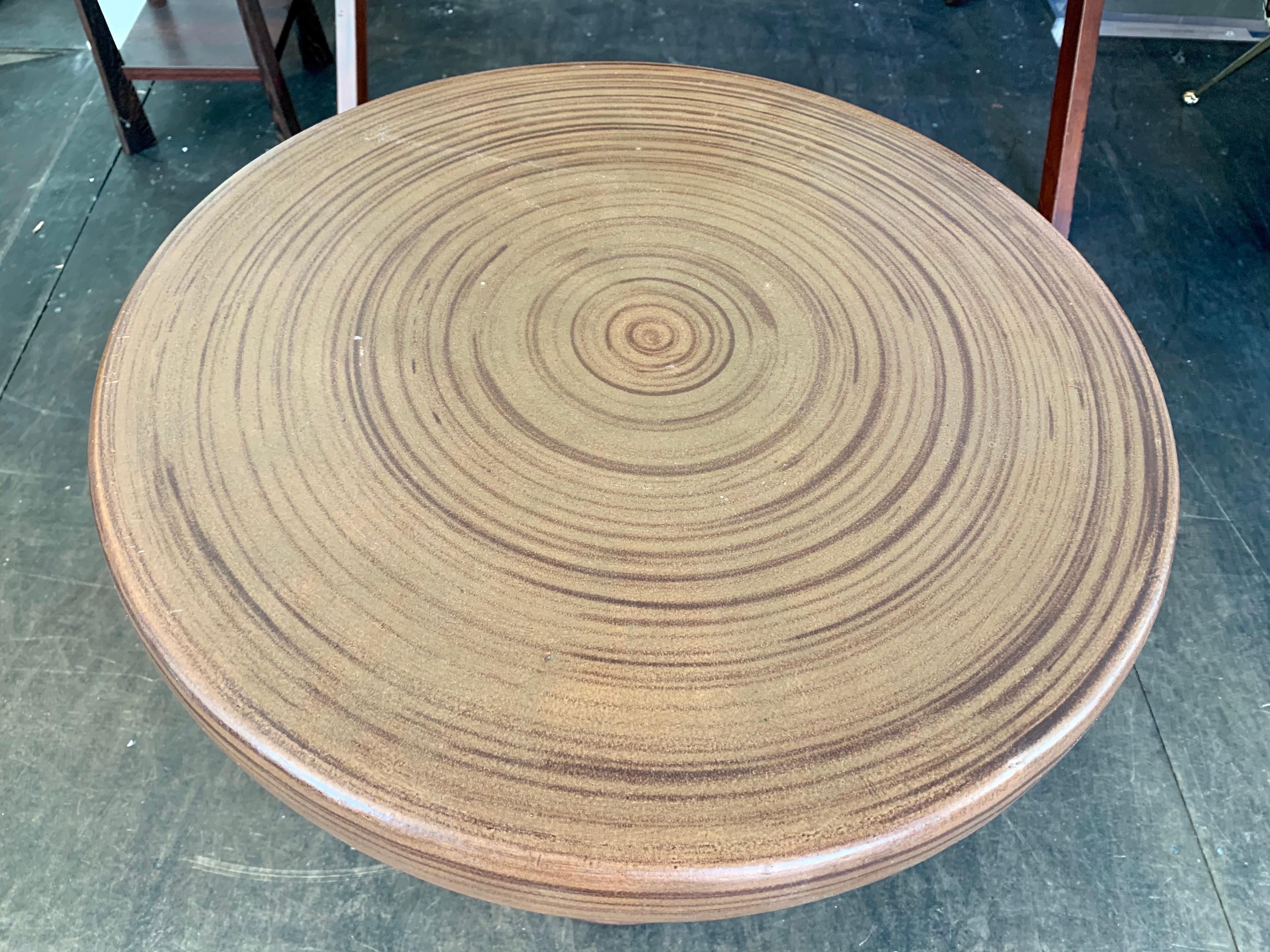 California Glazed Ceramic Circular Side Table 2