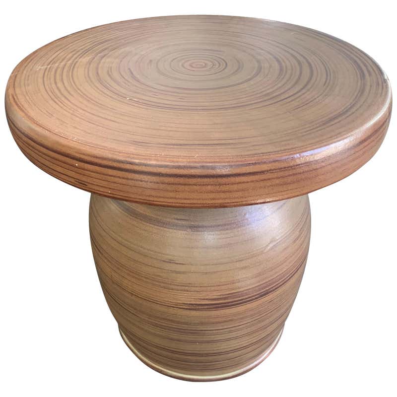 California Glazed Ceramic Circular Side Table at 1stDibs