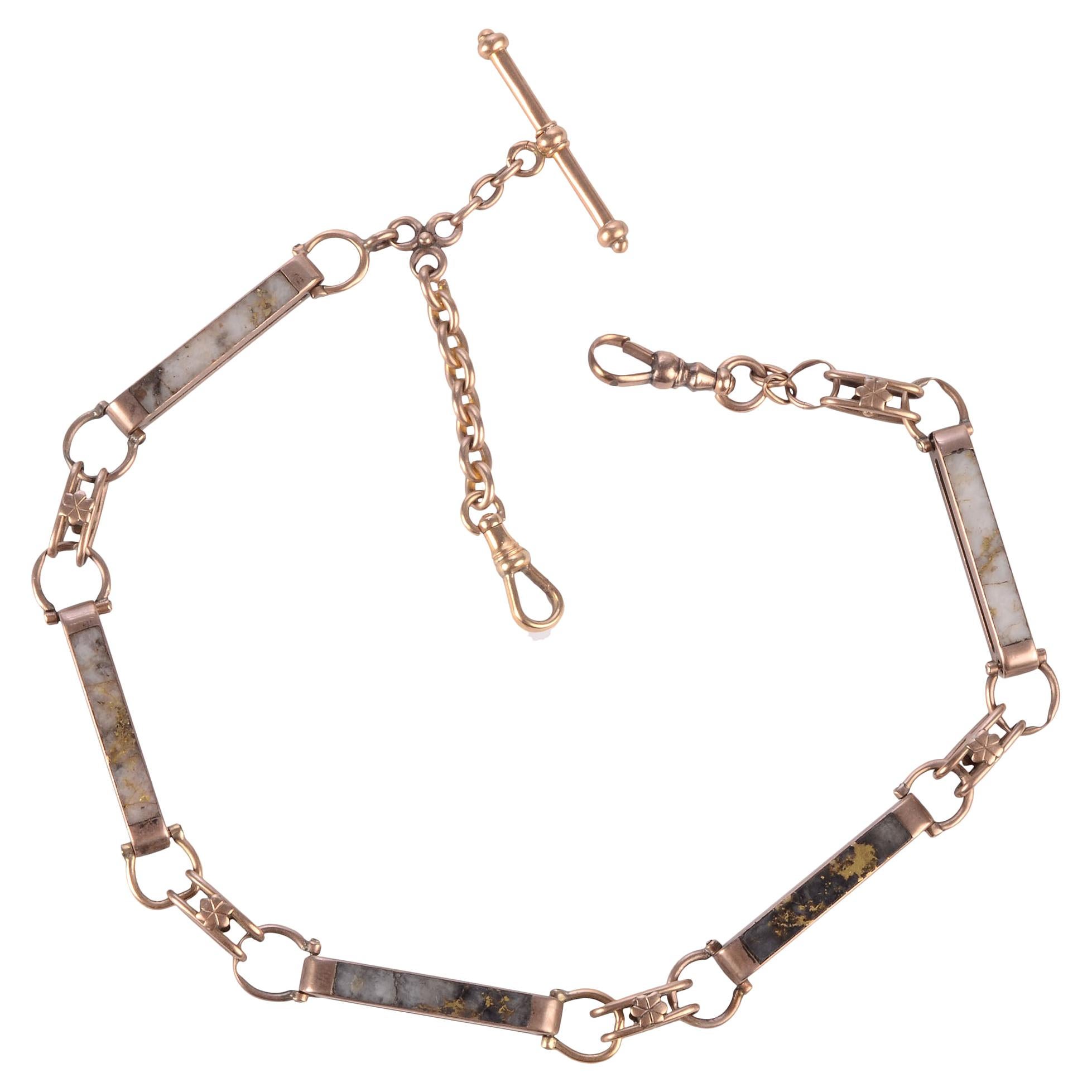 Victorian 14K Gold and Quartz Pocket Watch Chain For Sale at 1stDibs