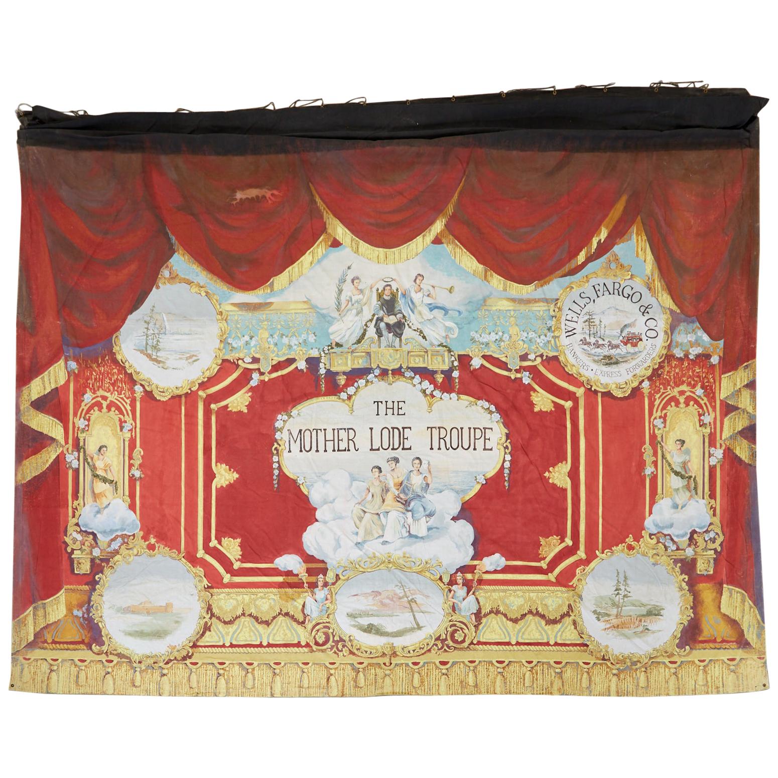 California Gold Rush Painted Stage Curtain after Charles Nahl