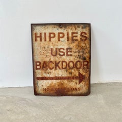 California Hippie Metal Sign, 1960s