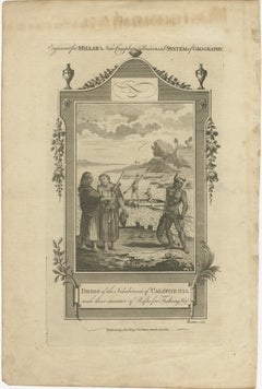 California Indigenous Dress & Fishing Rafts – Early Ethnographic Engraving 1754