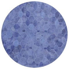 Tapis d'inspiration californienne Oleada Circulo Periwinkle en cuir de vache