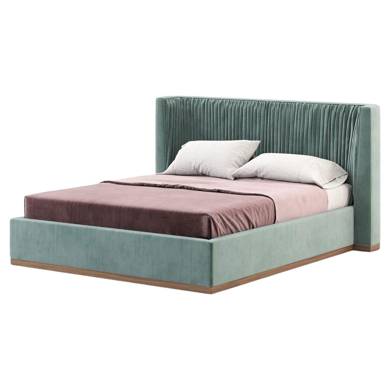 Ben Soleimani Ridley California King Sized Bed Velvet Sapphire For