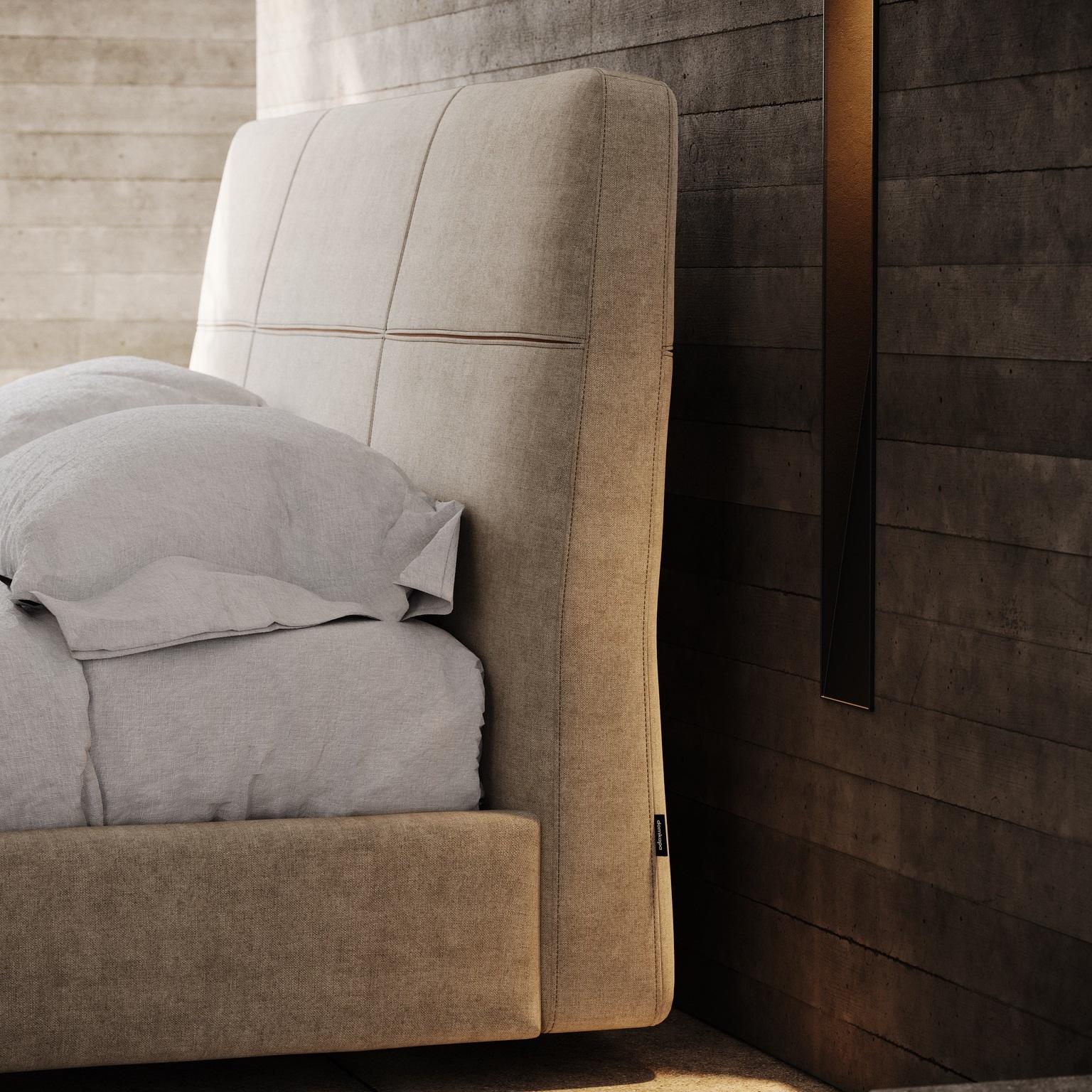 Contemporary California King Bed Upholstered in Velvet For Sale