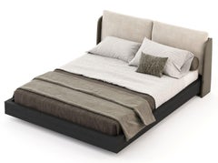 California King Size Bed in Genuine Leather and Fabric