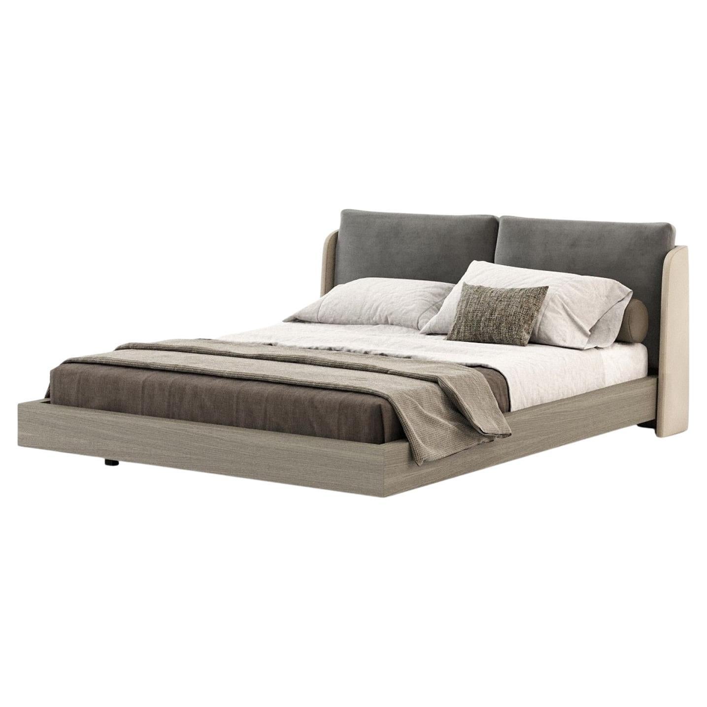 California King Size Bed in Genuine Leather and Fabric For Sale at 1stDibs cal king