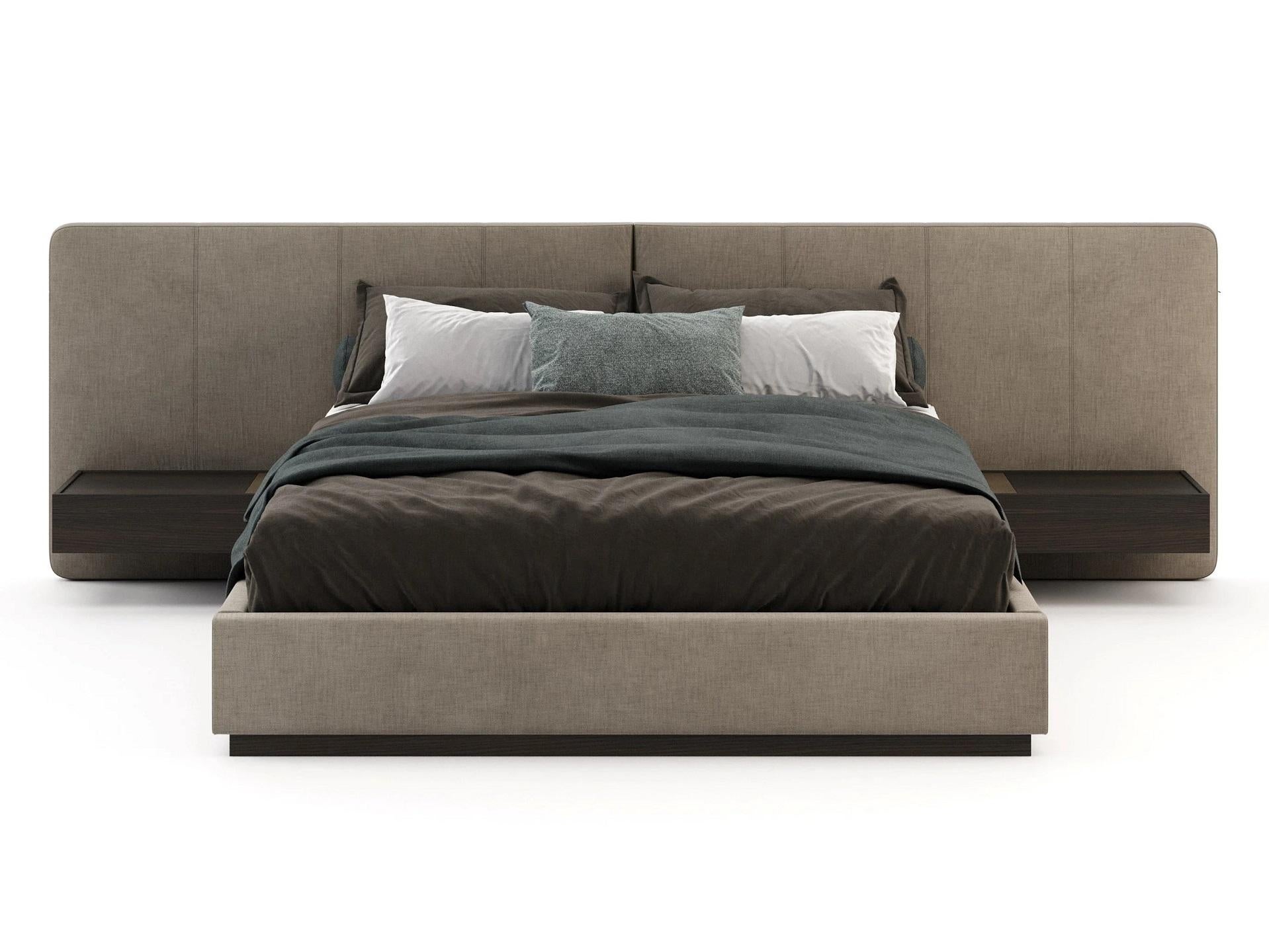 California King Size Bed with Floating Nightstands Custom Colors For