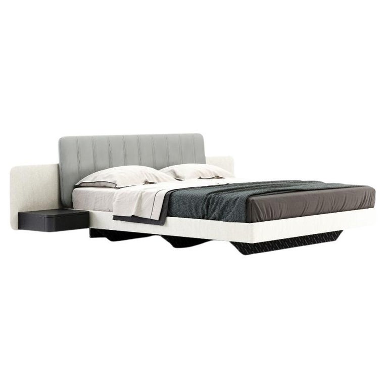 California King Size Bed with Floating Nightstands For Sale at 1stDibs