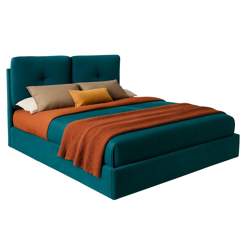 California King Platform Bed with Tufted Dual-Panel Headboard in Velvet (Lit à plateforme de taille King de Californie avec tête de lit à deux panneaux en velours) Neuf - En vente à NEW YORK, NY
