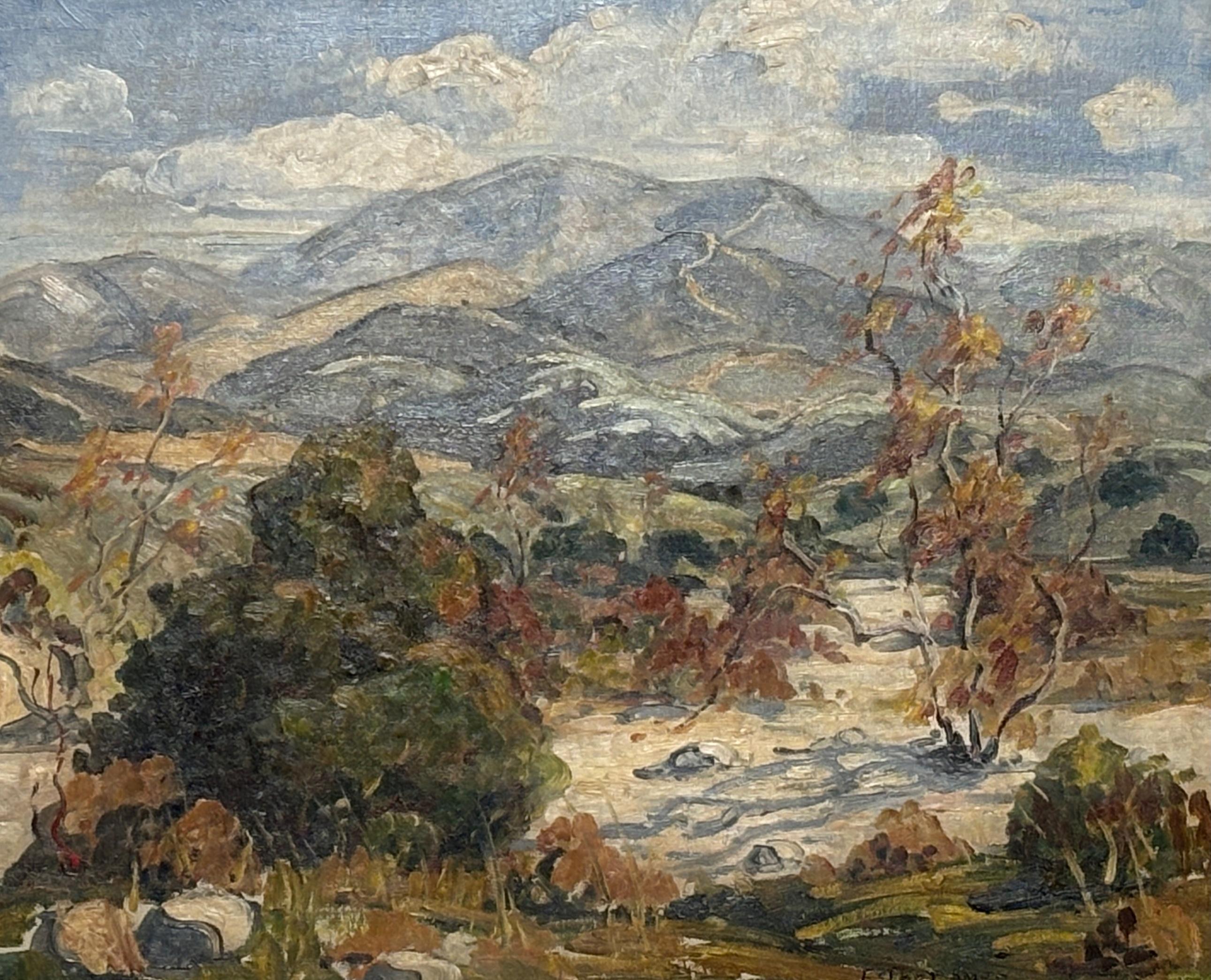 Américain Peinture de paysage en plein air de Californie par Esther Smee, années 1930-1940 en vente
