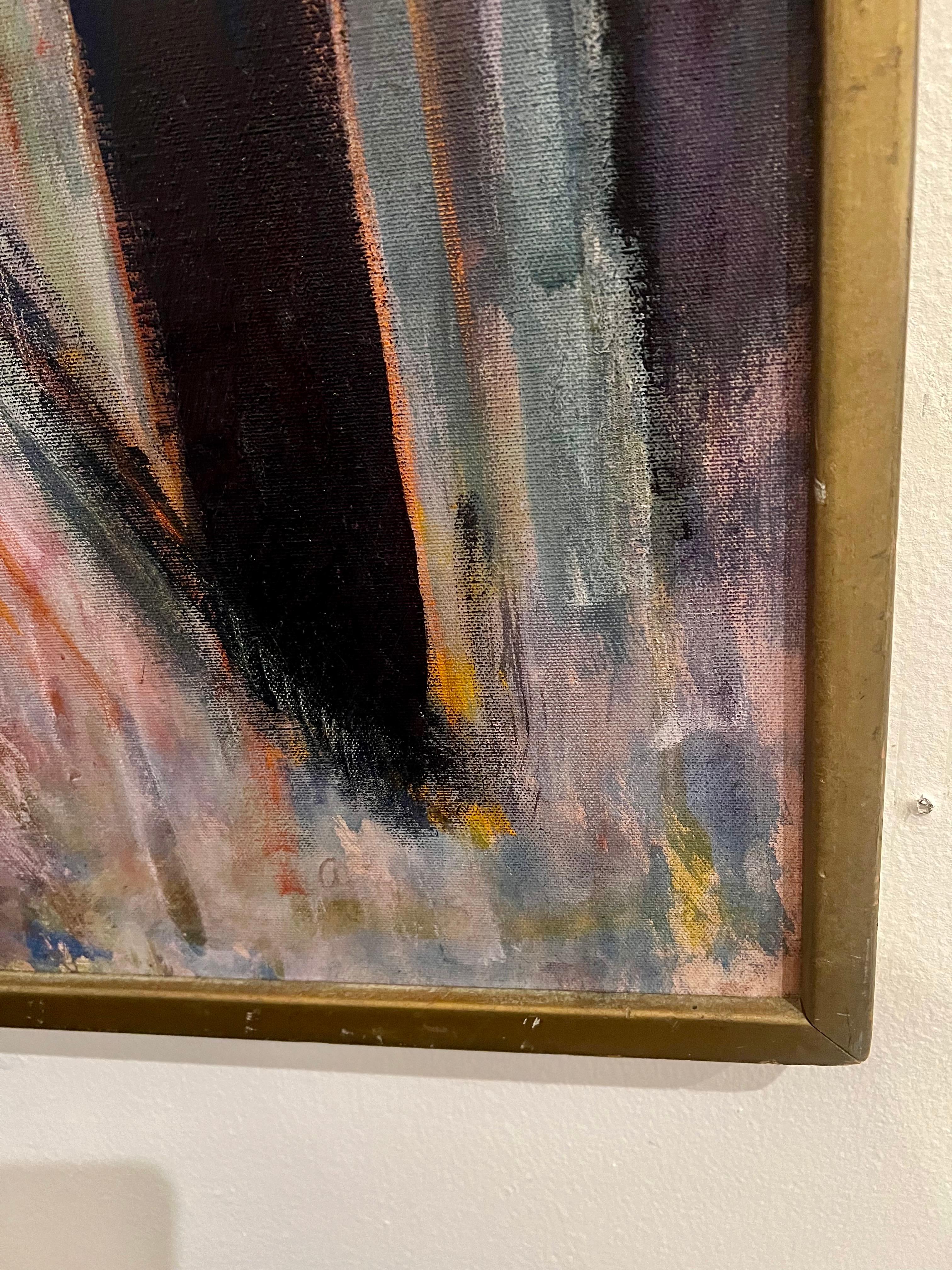 American California Listed Artist Original acrylic on Canvas The Bridge by Merwin Altfeld For Sale