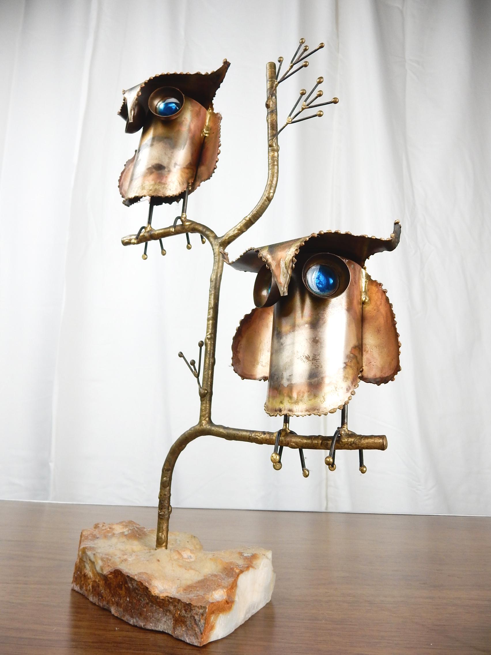 California Mid Century Artist Curtis Jere Table Top Owl Sculpture, 1967 In Good Condition In Las Vegas, NV