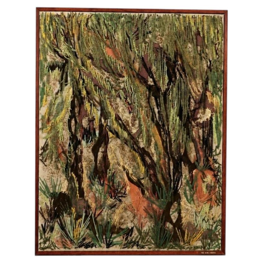 California Mid-Century Mixed Media Fiber Art “The Rain Forest” by Margo Adams