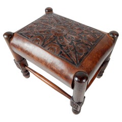California Mission era Tooled Saddle Leather Stool
