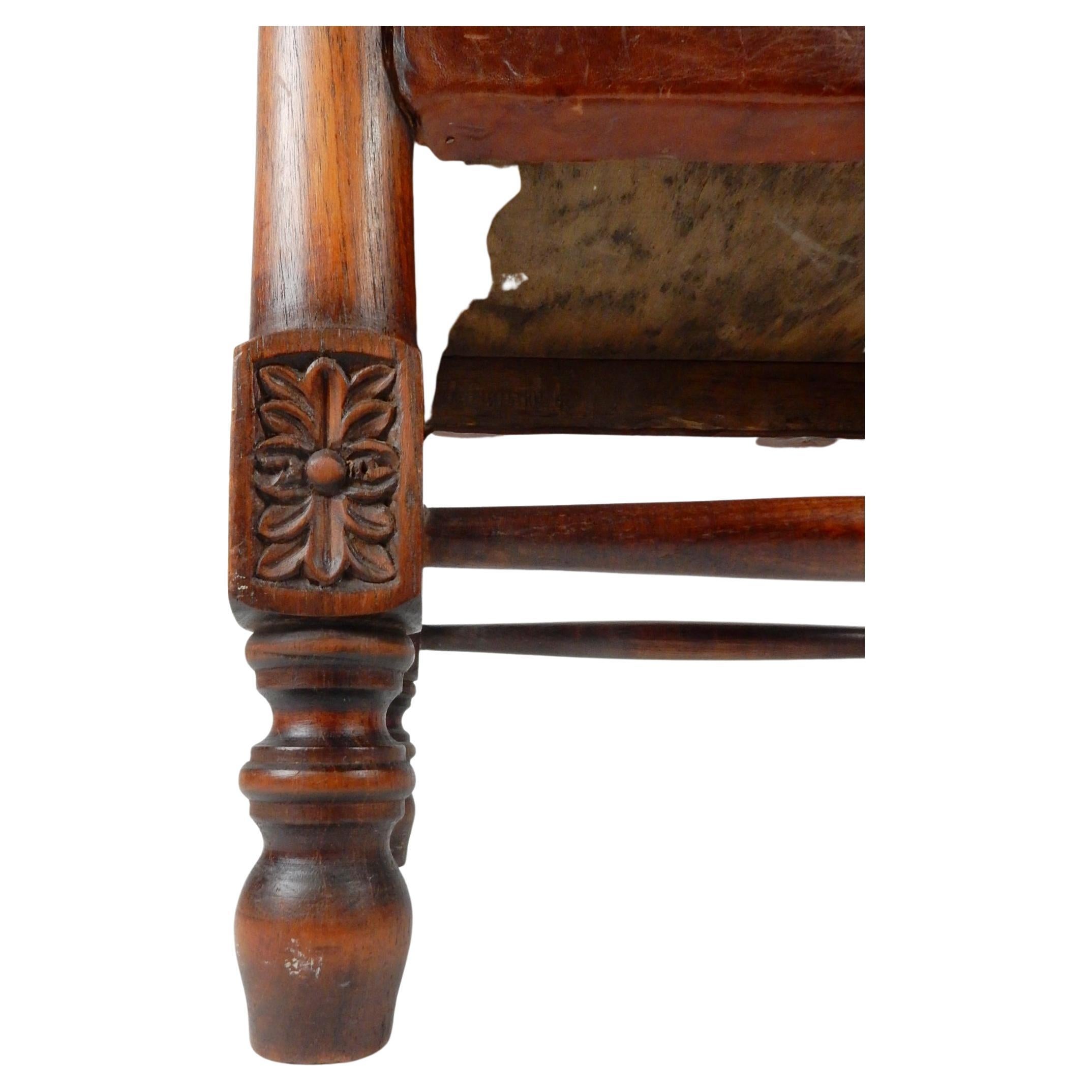 California Mission era Tooled Saddle Leather Stool 2