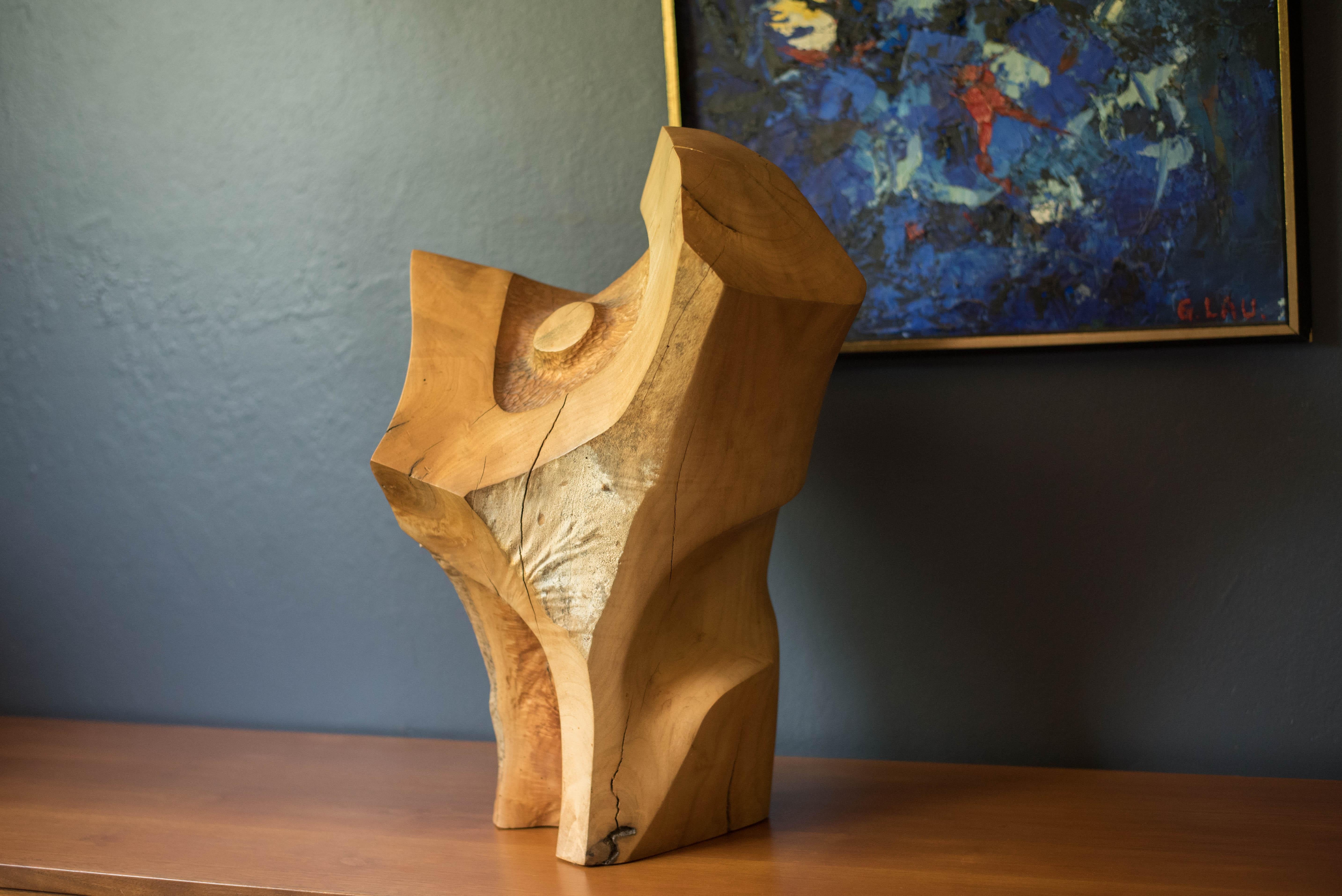 Mid-Century Modern California Modern Abstract Carved Wood Sculpture by Doug Ayers For Sale