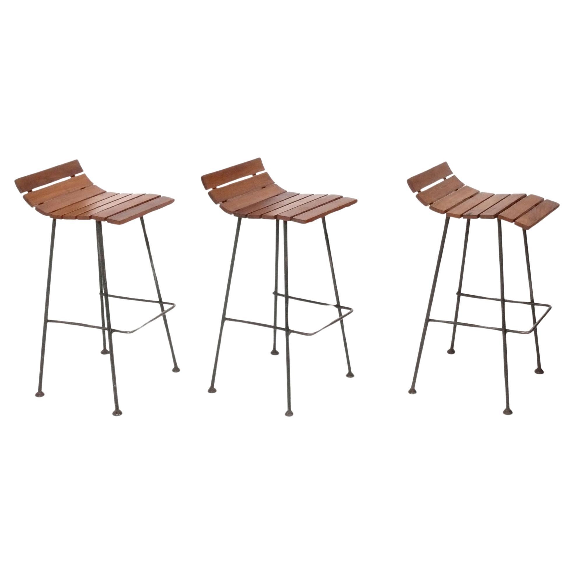 California Modern Bar or Counter Stools by Cal Vista Set of Three circa 1950s