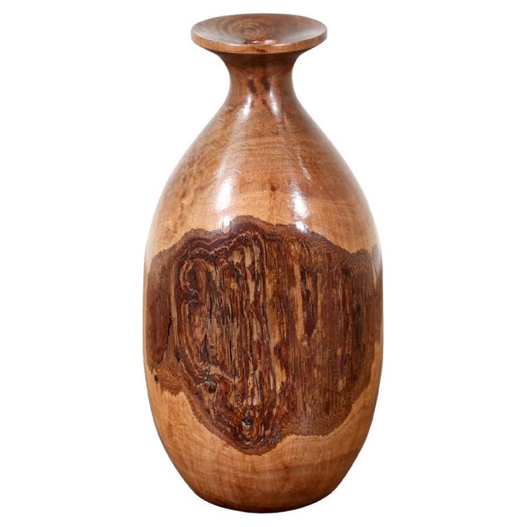 California Modern Carved Wood Vase by Bill Haskell at 1stDibs