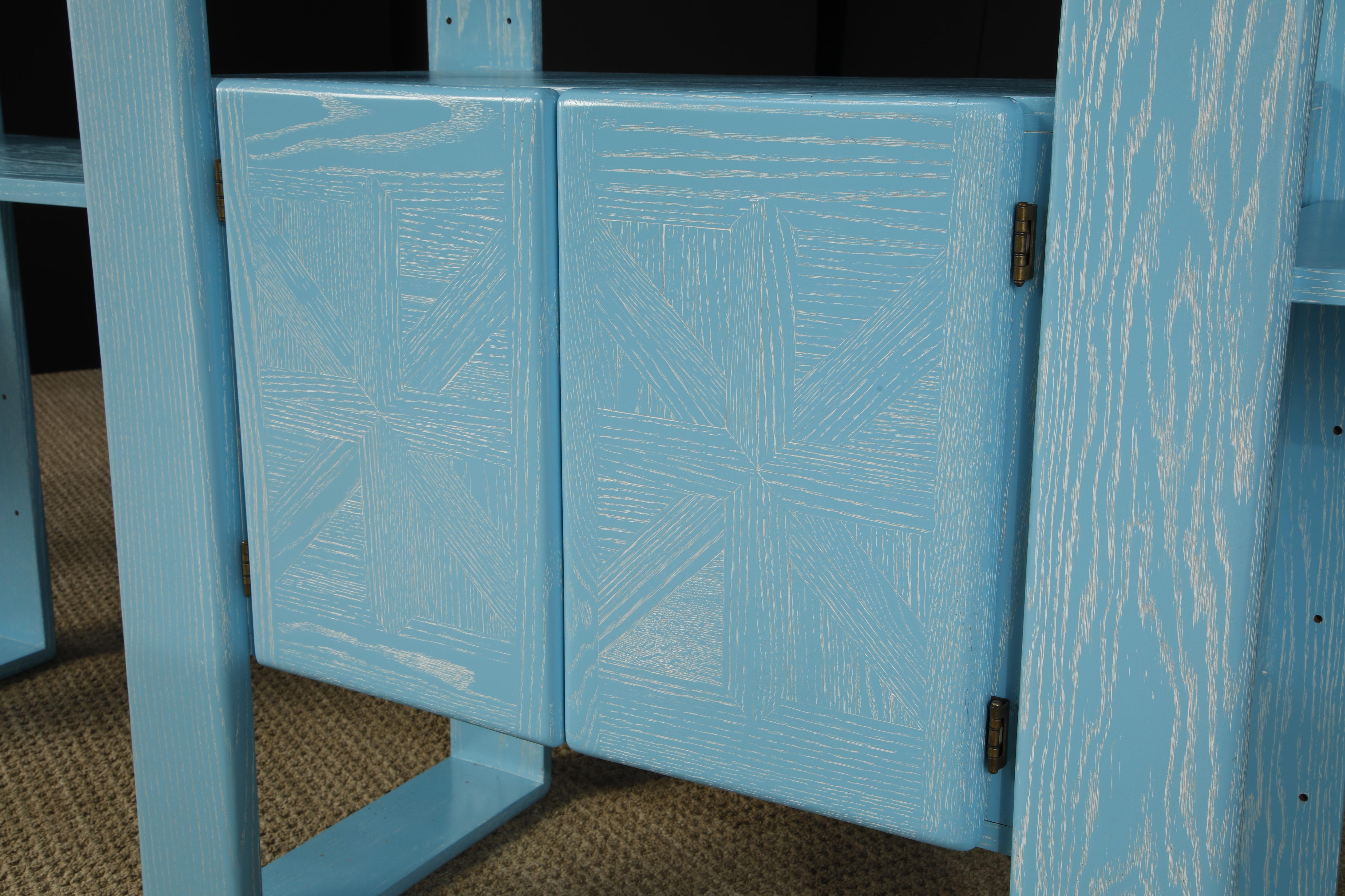 California Modern Cerused Oak Modular Bookcase Room Divider by Lou Hodges, 1970s For Sale 8