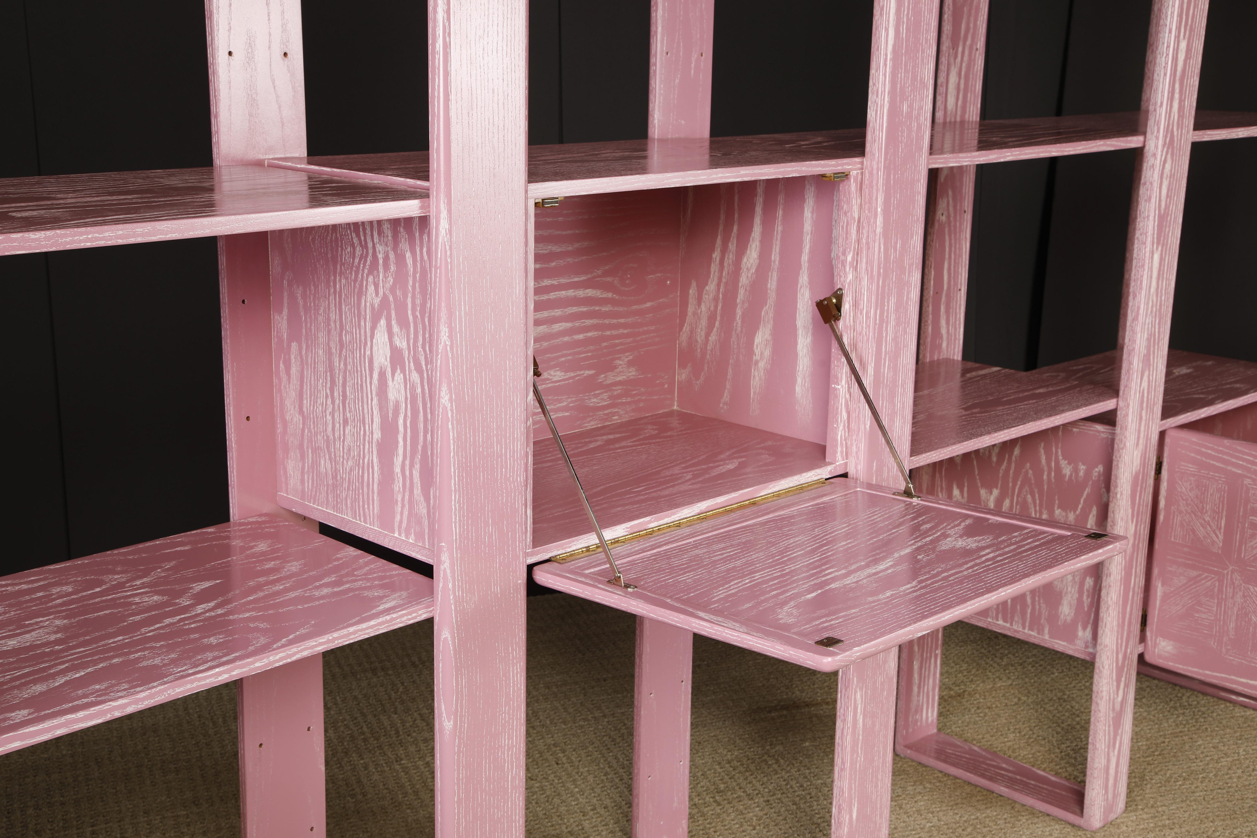 California Modern Cerused Oak Modular Bookcase Room Divider by Lou Hodges, 1970s For Sale 8