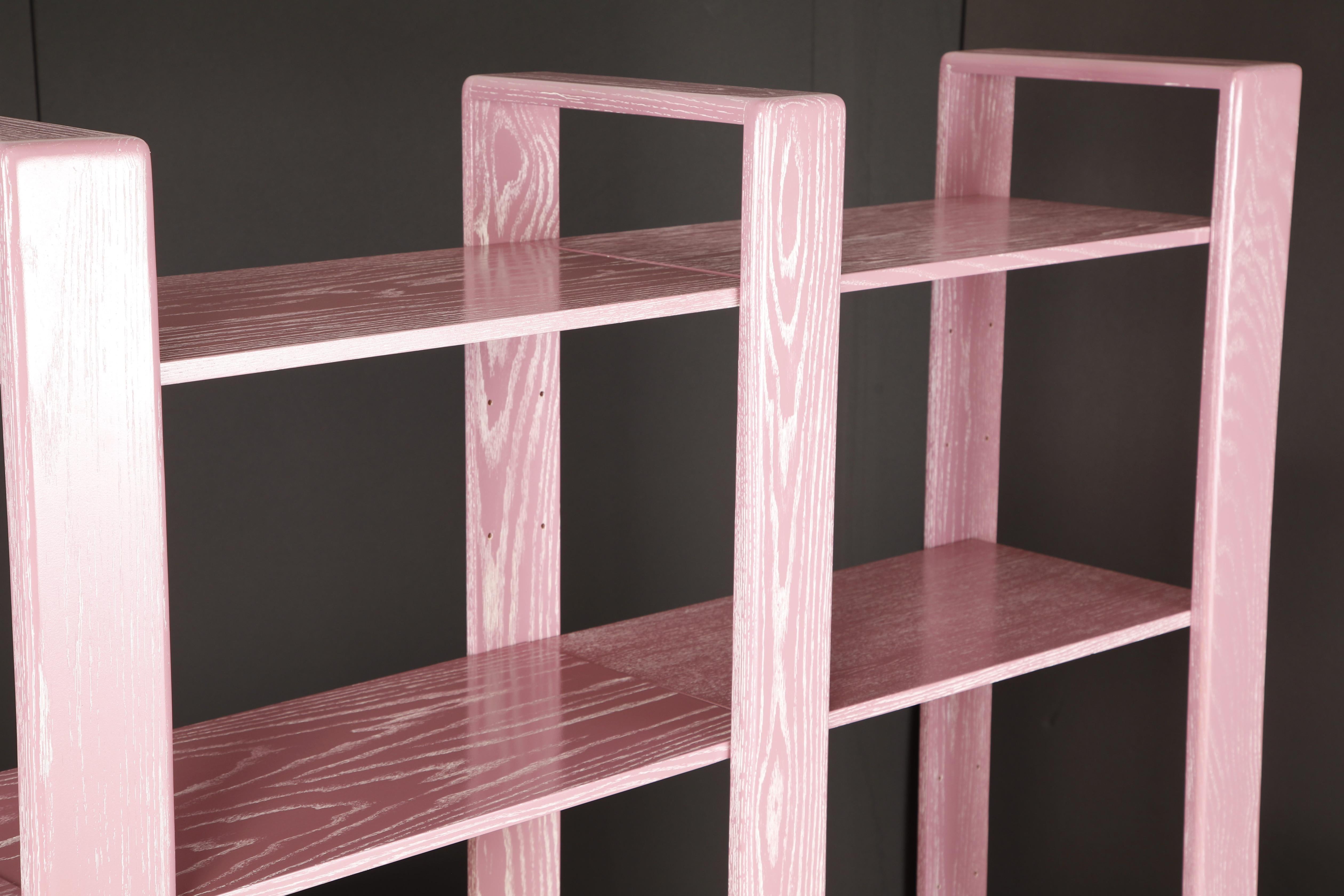 California Modern Cerused Oak Modular Bookcase Room Divider by Lou Hodges, 1970s For Sale 9