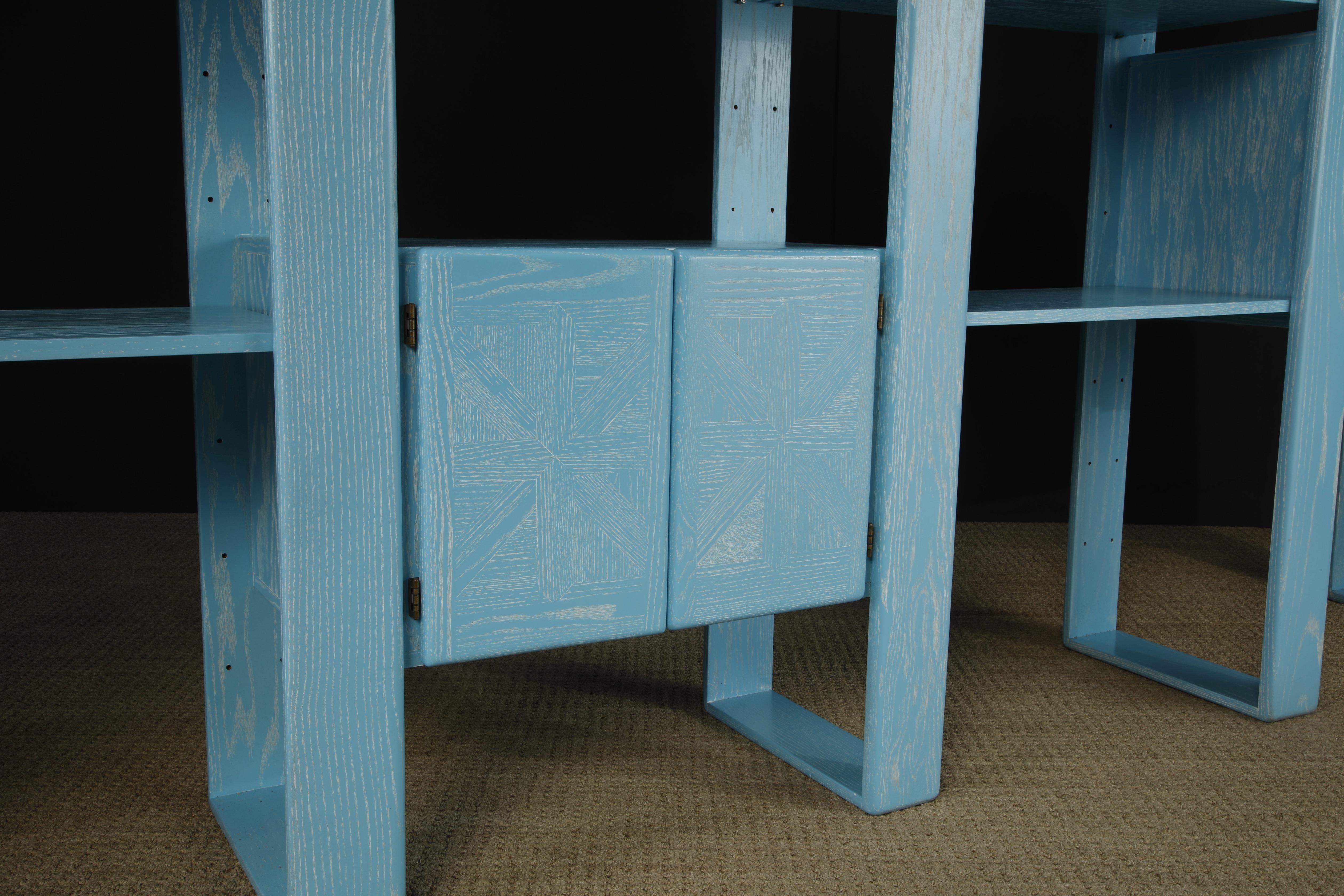 California Modern Cerused Oak Modular Bookcase Room Divider by Lou Hodges, 1970s For Sale 10