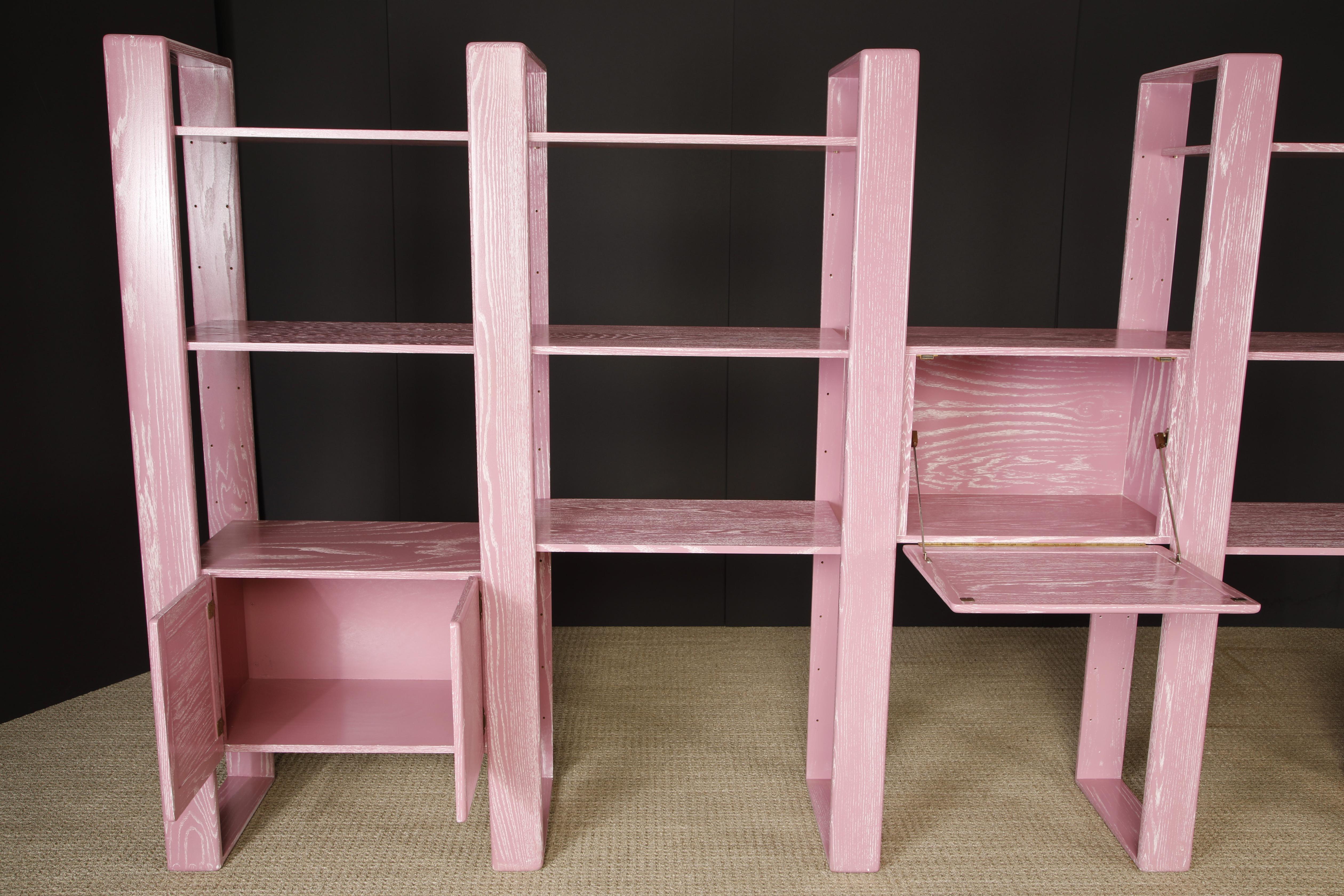 California Modern Cerused Oak Modular Bookcase Room Divider by Lou Hodges, 1970s For Sale 11
