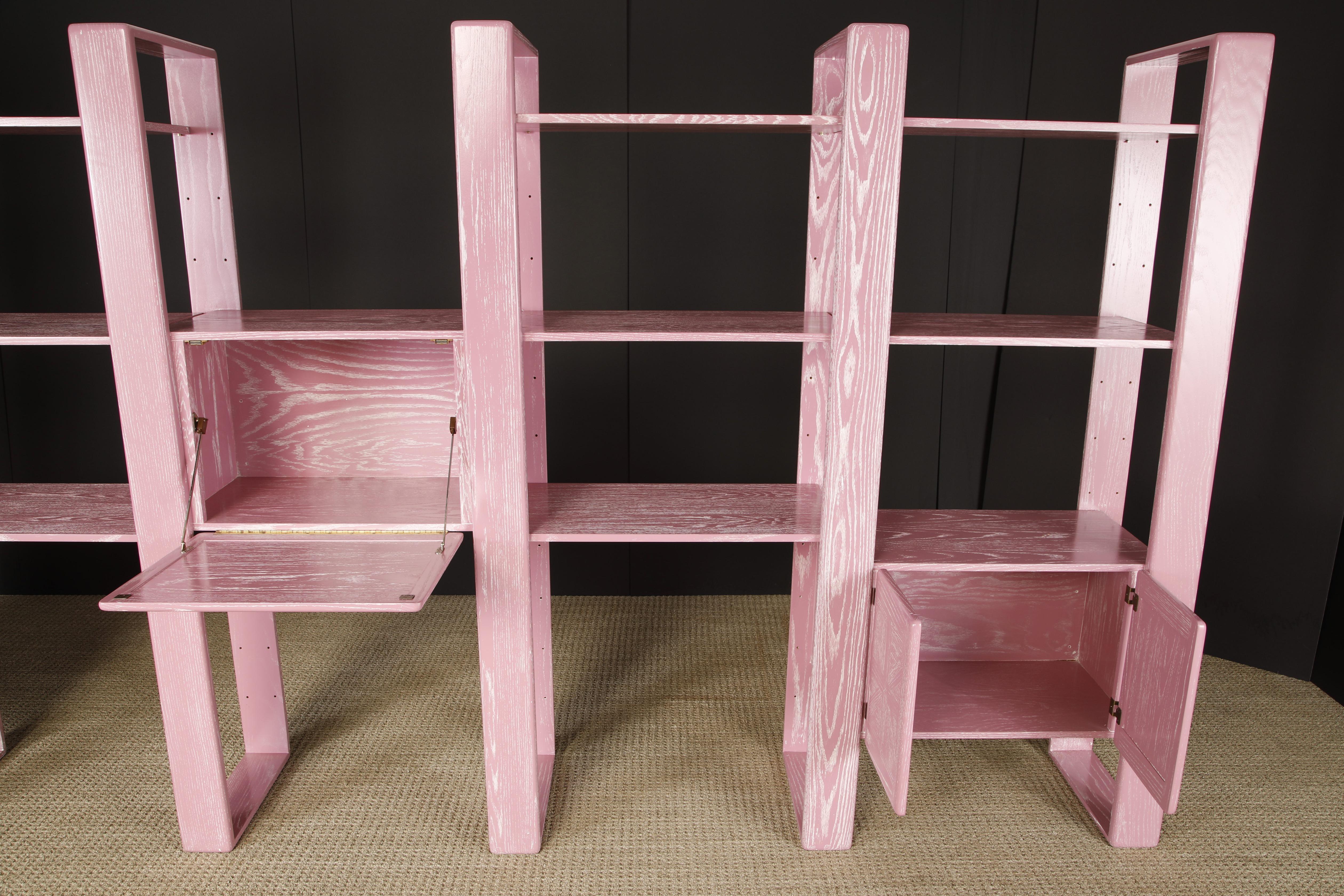 California Modern Cerused Oak Modular Bookcase Room Divider by Lou Hodges, 1970s For Sale 12
