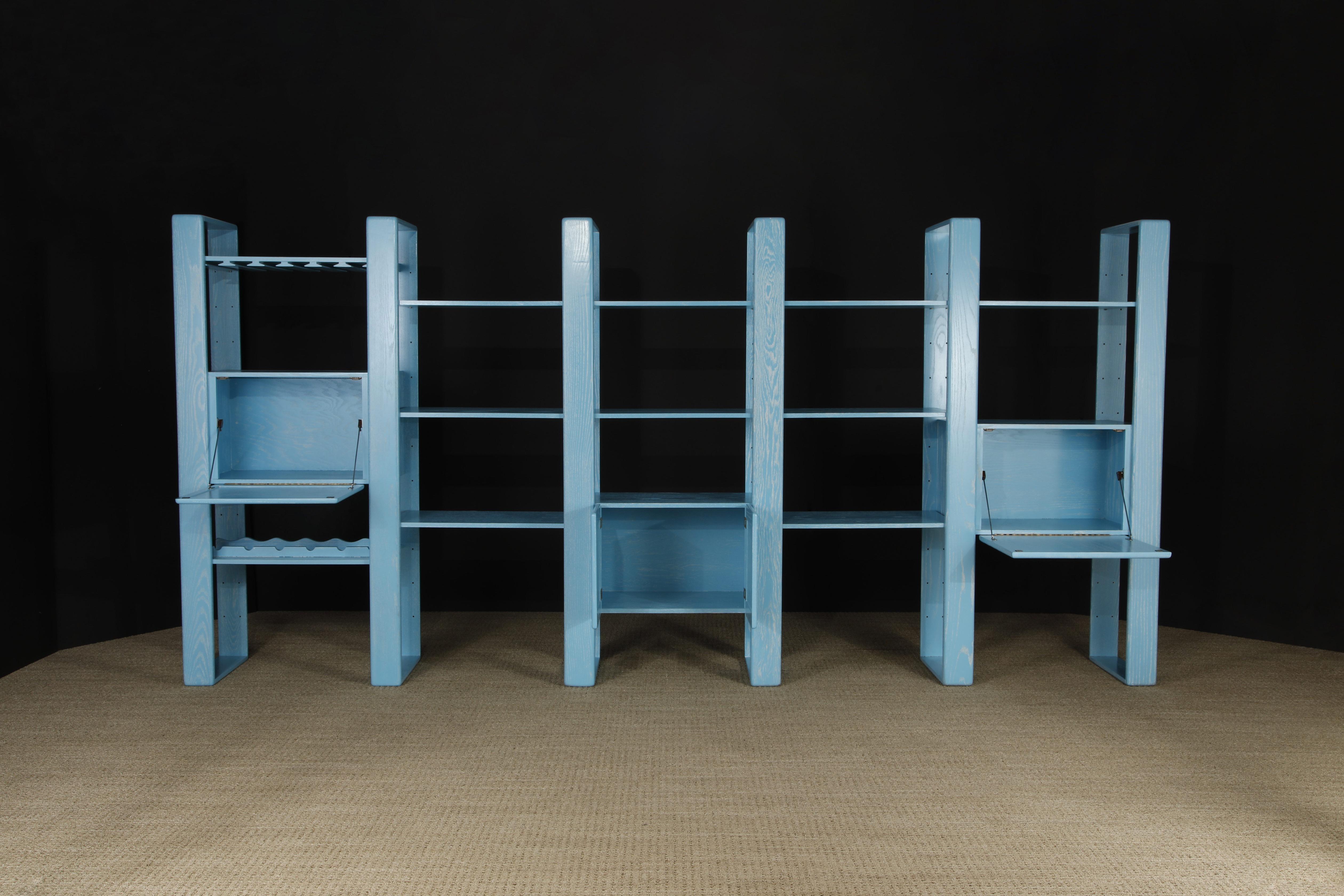 American California Modern Cerused Oak Modular Bookcase Room Divider by Lou Hodges, 1970s For Sale