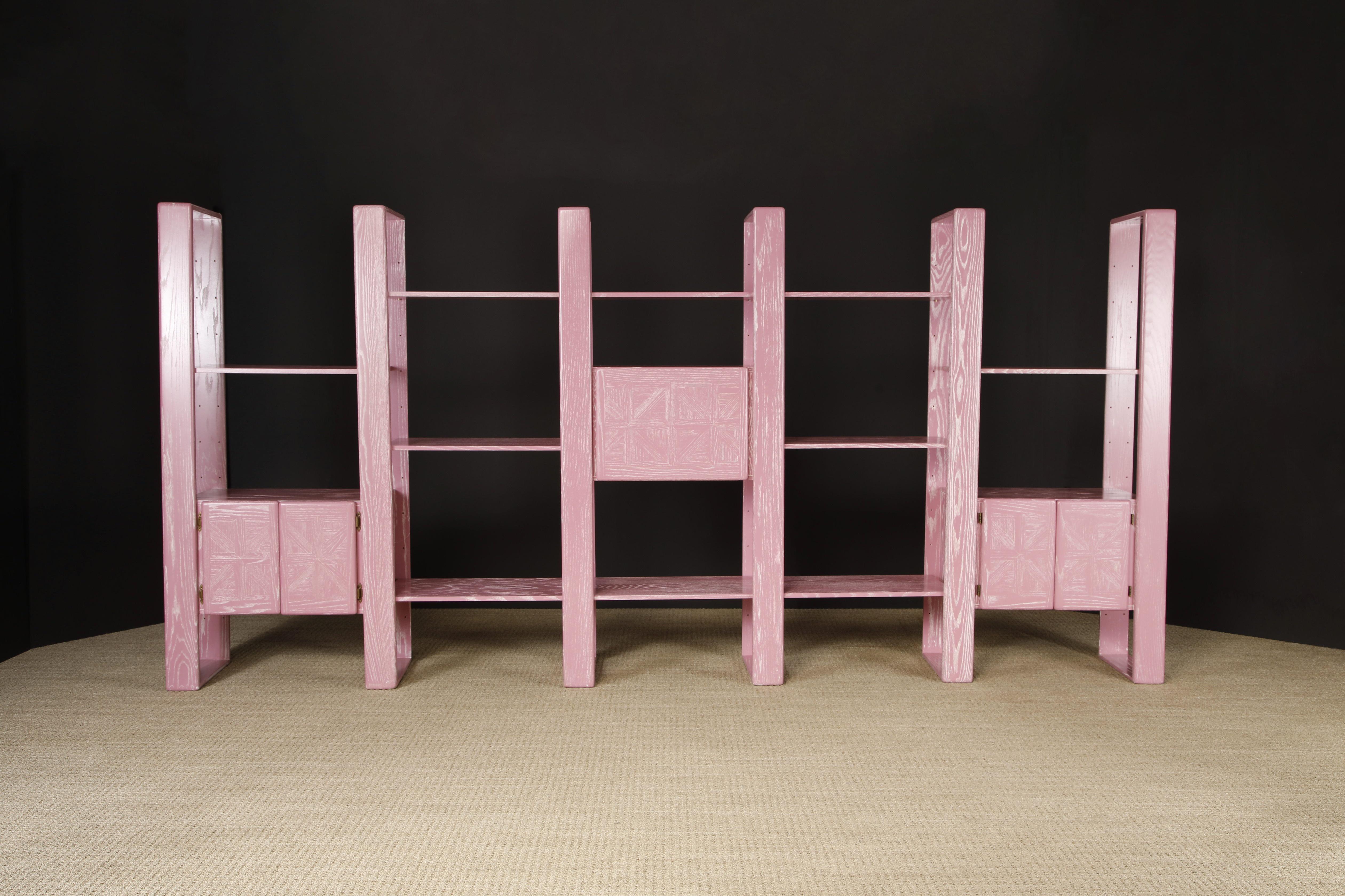 American California Modern Cerused Oak Modular Bookcase Room Divider by Lou Hodges, 1970s For Sale