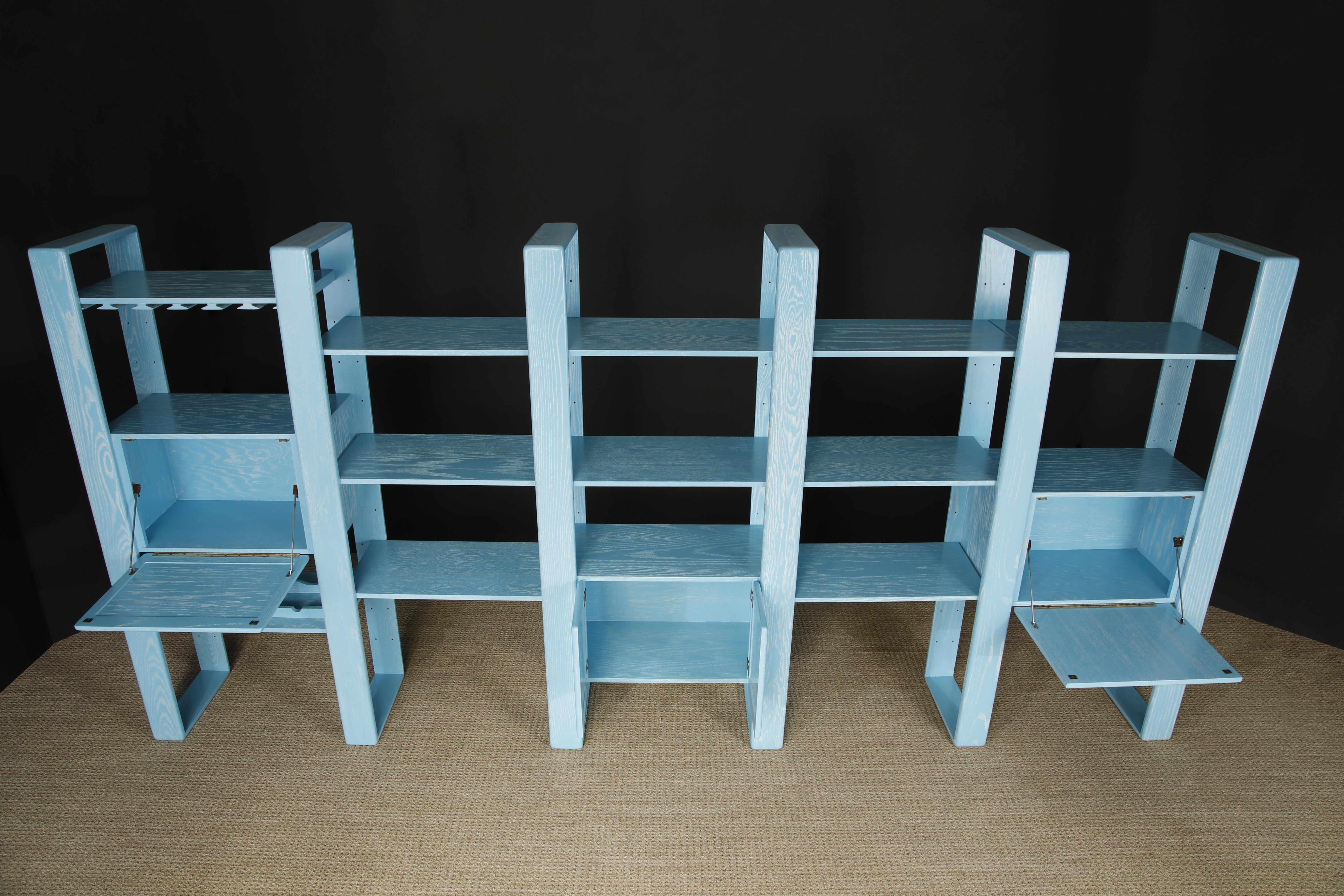California Modern Cerused Oak Modular Bookcase Room Divider by Lou Hodges, 1970s In Excellent Condition For Sale In Los Angeles, CA