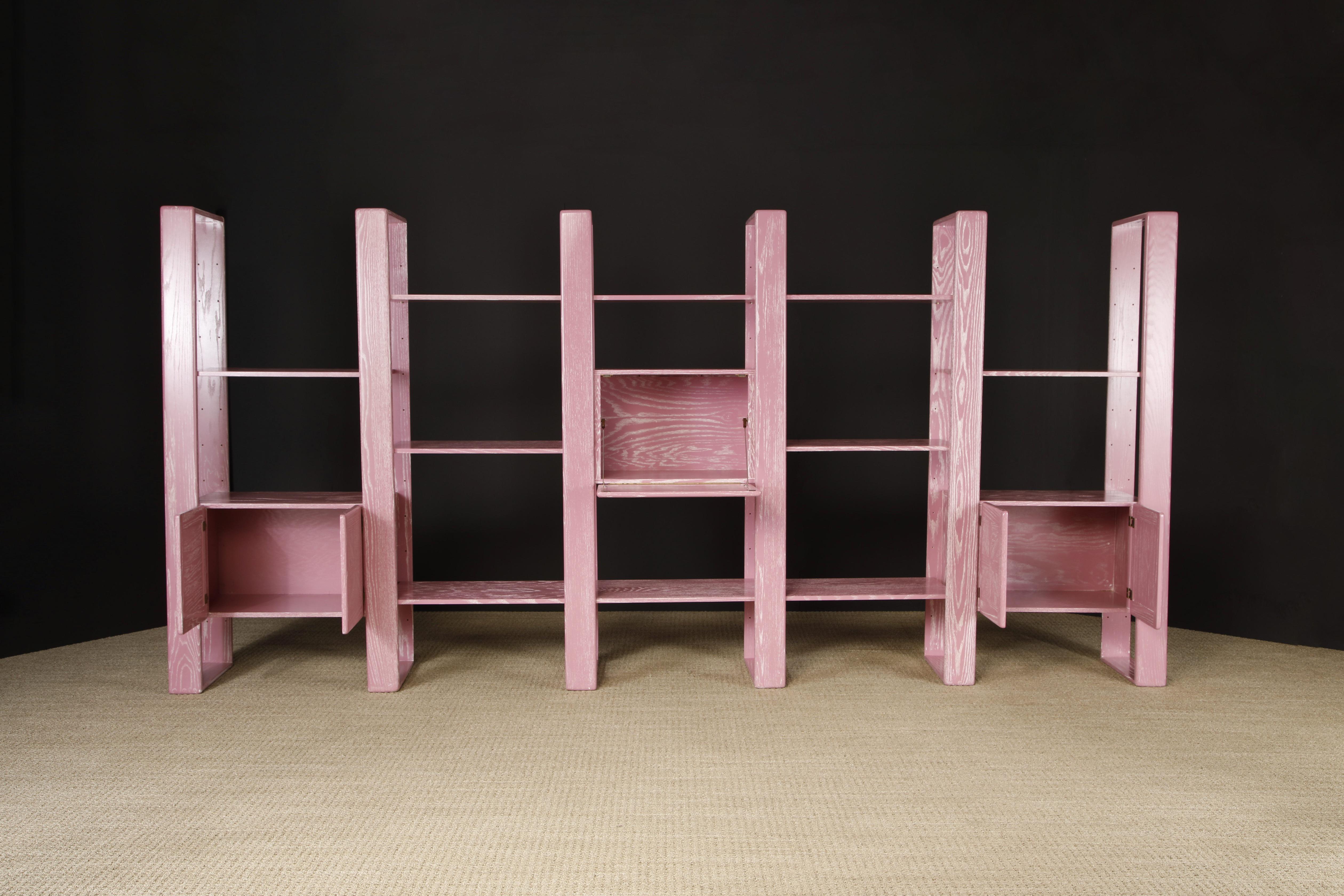 California Modern Cerused Oak Modular Bookcase Room Divider by Lou Hodges, 1970s In Excellent Condition For Sale In Los Angeles, CA