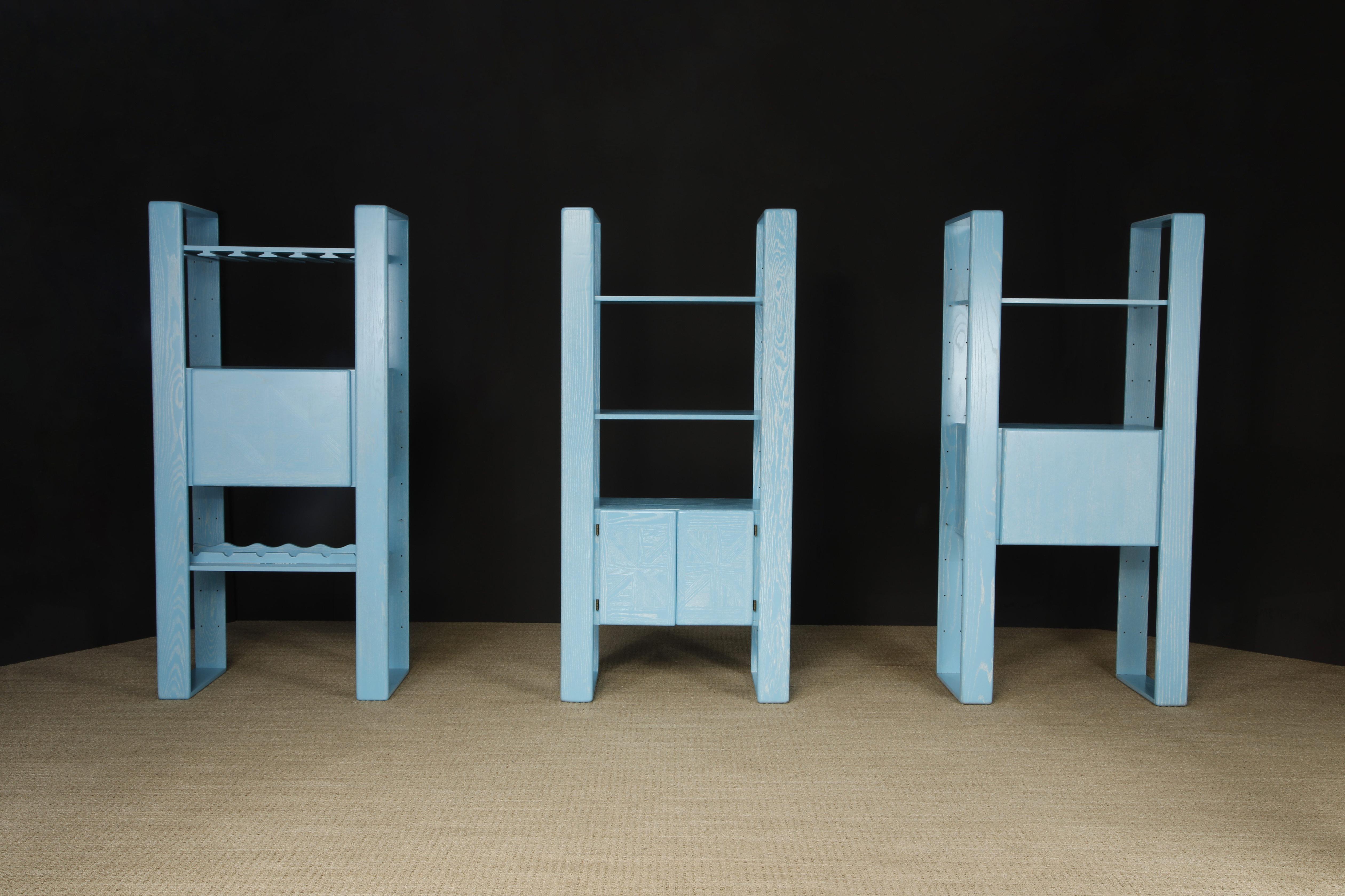 Late 20th Century California Modern Cerused Oak Modular Bookcase Room Divider by Lou Hodges, 1970s For Sale