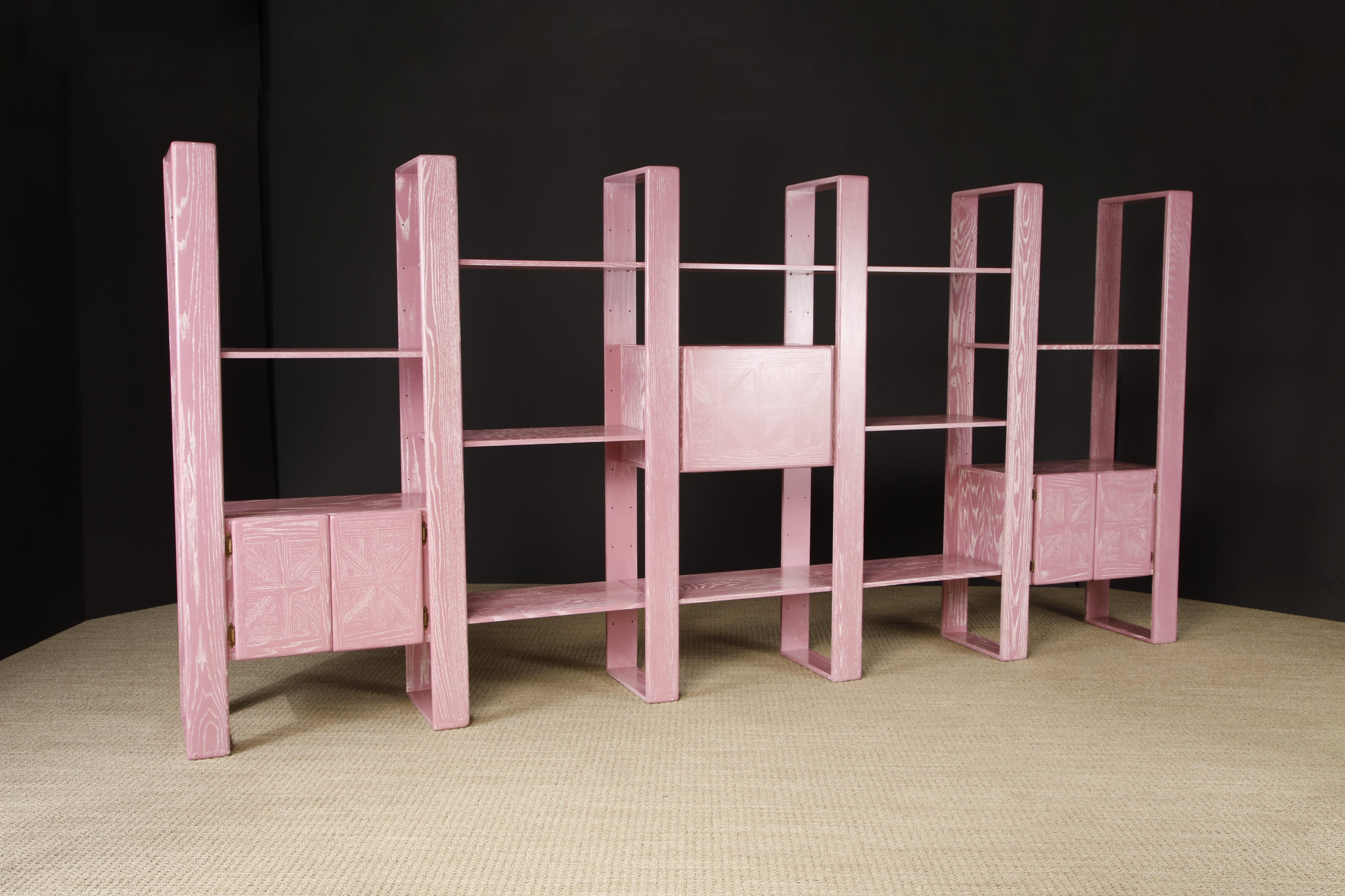 Late 20th Century California Modern Cerused Oak Modular Bookcase Room Divider by Lou Hodges, 1970s For Sale