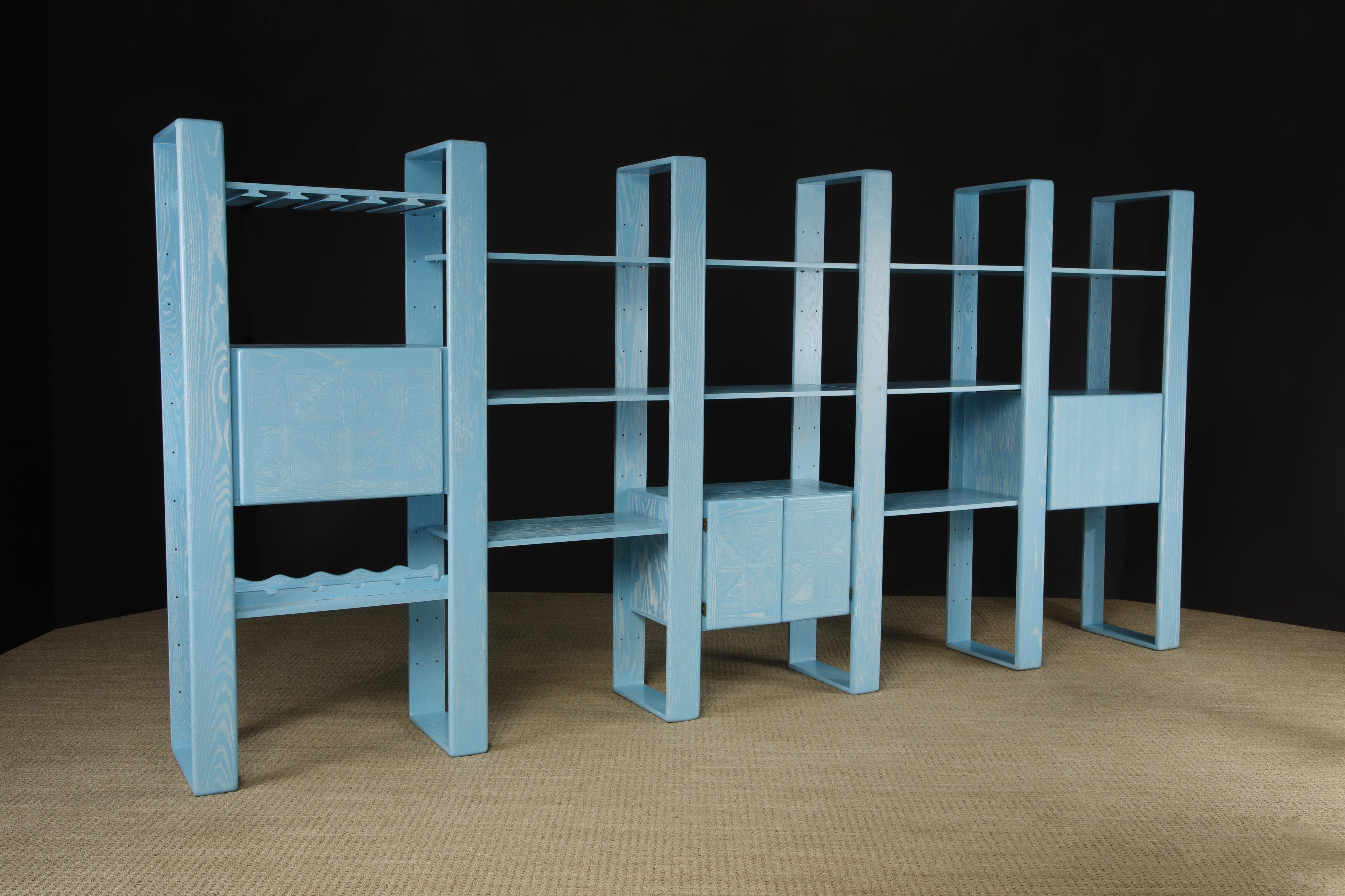 California Modern Cerused Oak Modular Bookcase Room Divider by Lou Hodges, 1970s For Sale 1