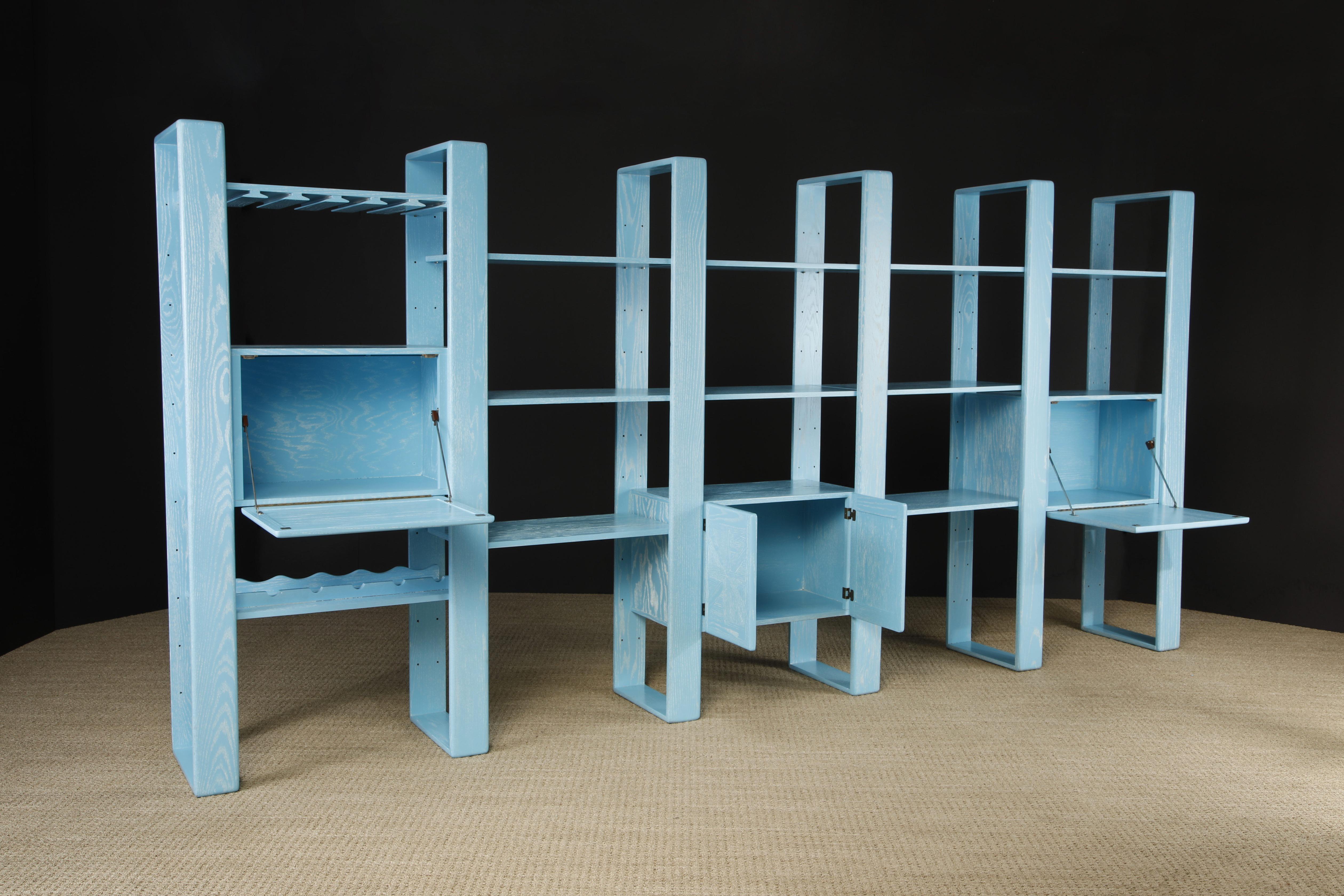 California Modern Cerused Oak Modular Bookcase Room Divider by Lou Hodges, 1970s For Sale 2