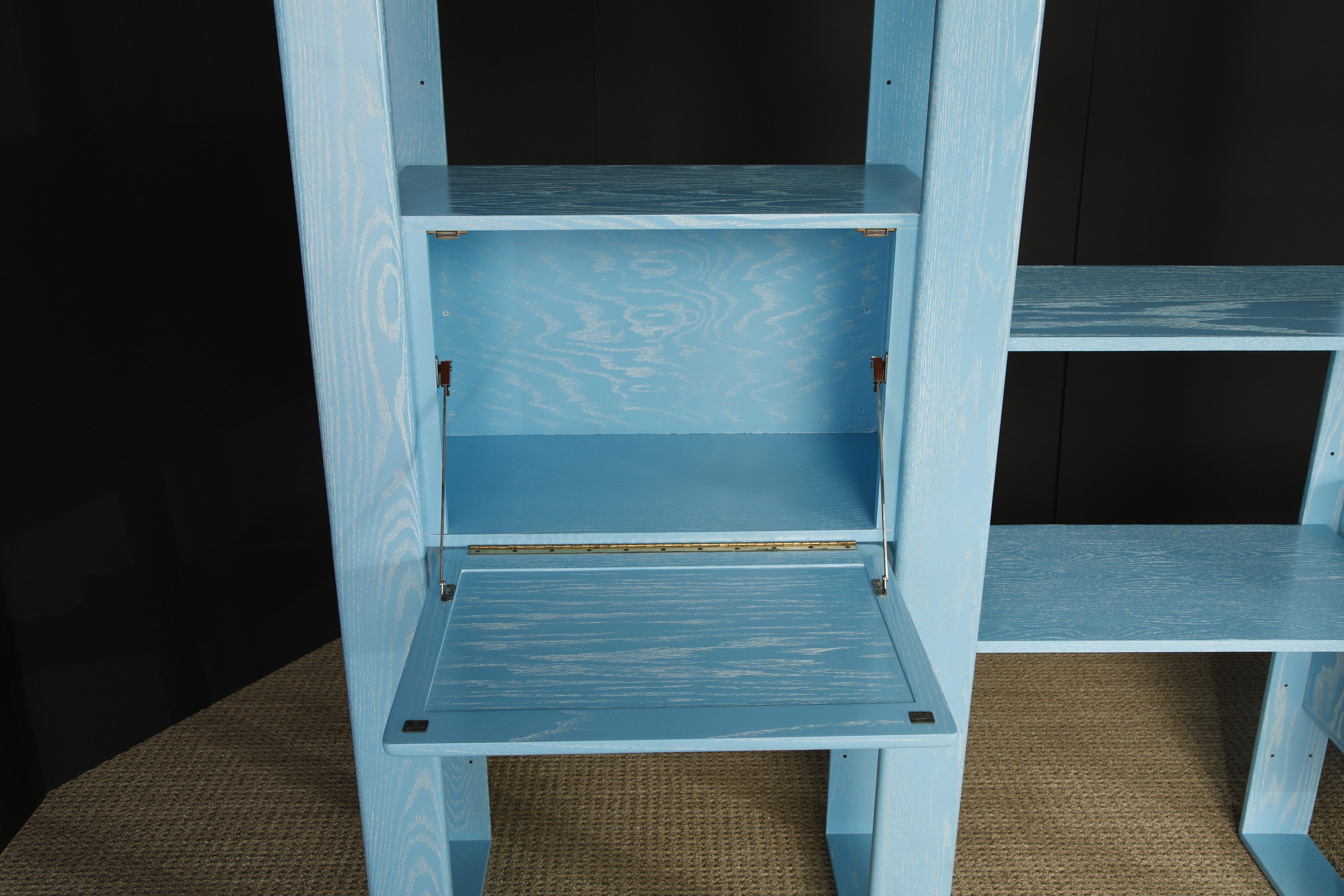 California Modern Cerused Oak Modular Bookcase Room Divider by Lou Hodges, 1970s For Sale 3