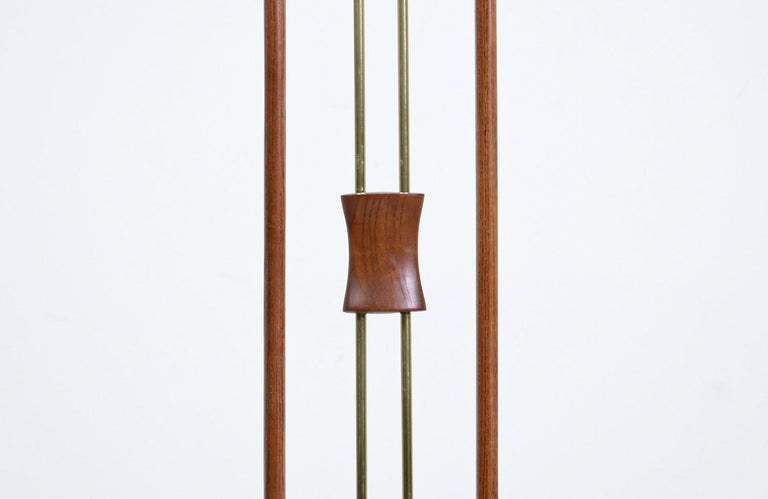 Mid-20th Century California Modern Column Walnut & Brass Floor Lamp by Modeline  For Sale