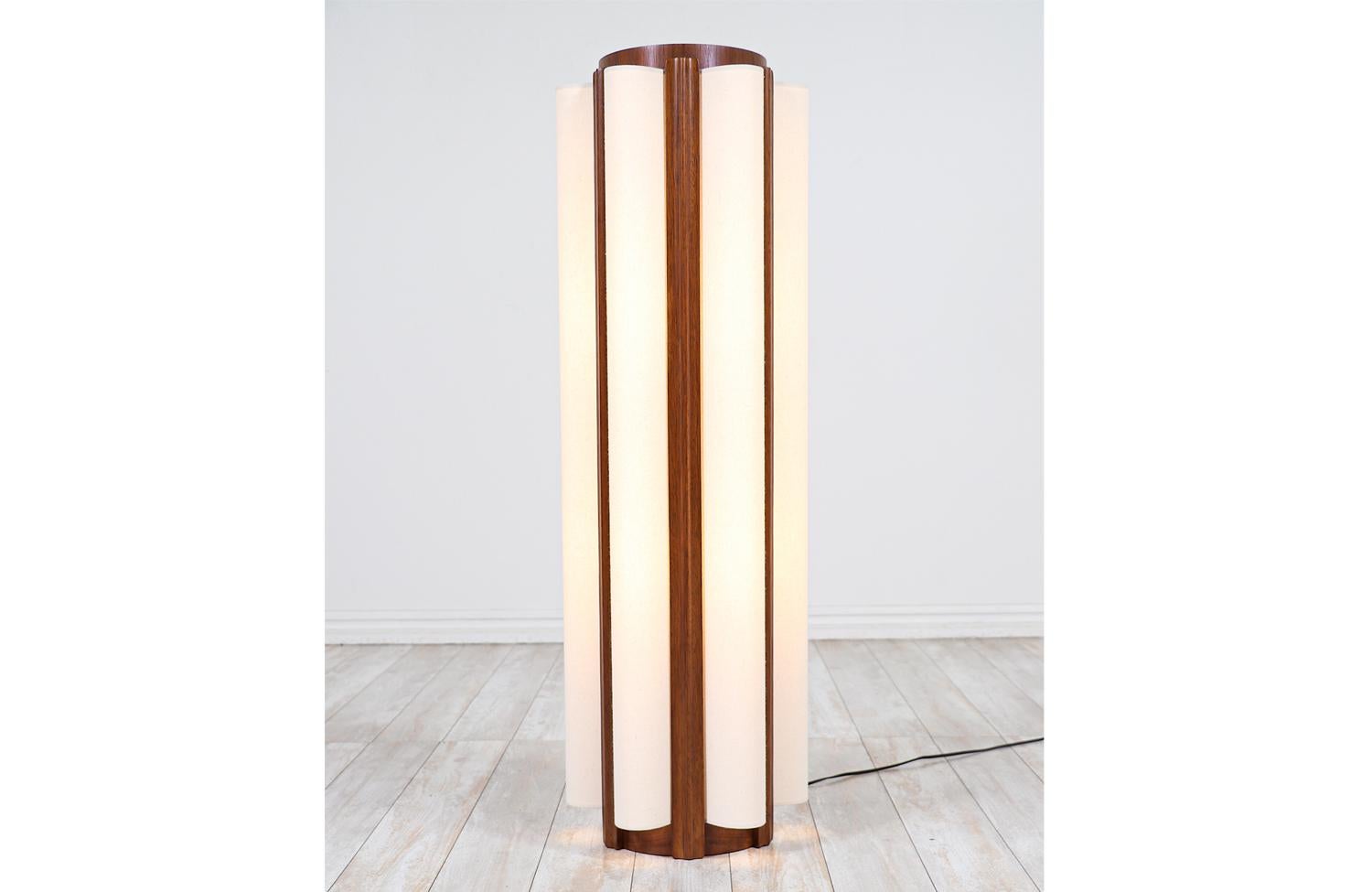 Polished California Modern Column Walnut Floor Lamp by Modeline of CA