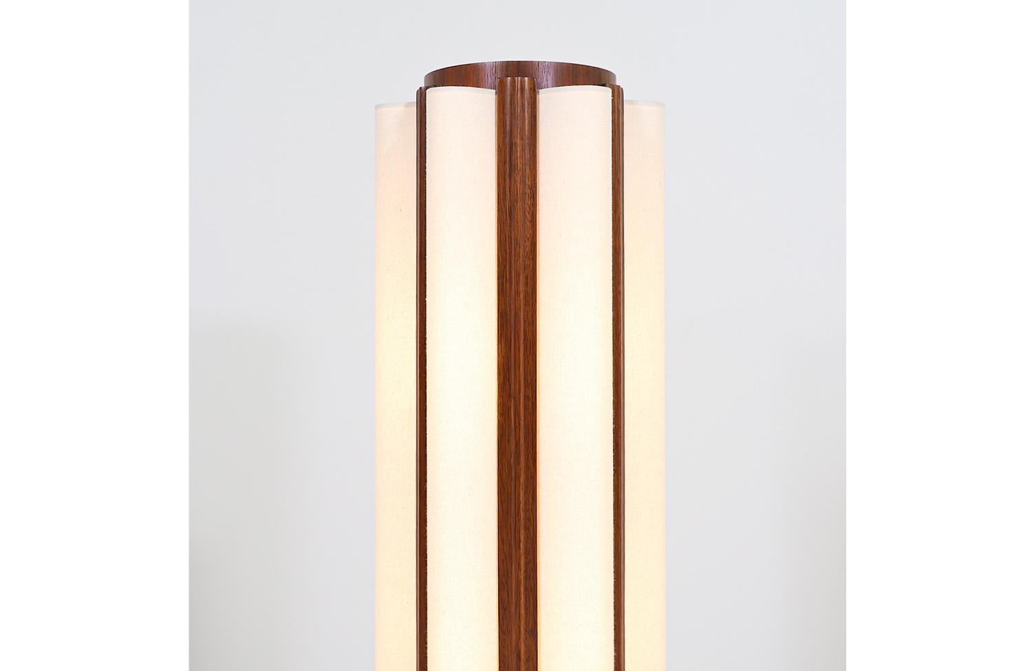 Mid-20th Century California Modern Column Walnut Floor Lamp by Modeline of CA