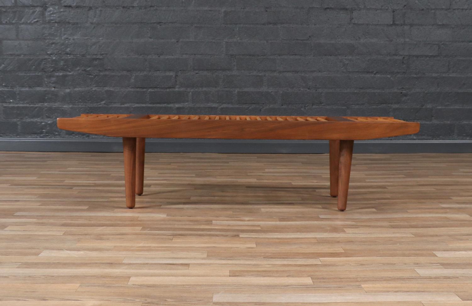 Oak California Modern Dowel Bench by Milo Baughman For Sale