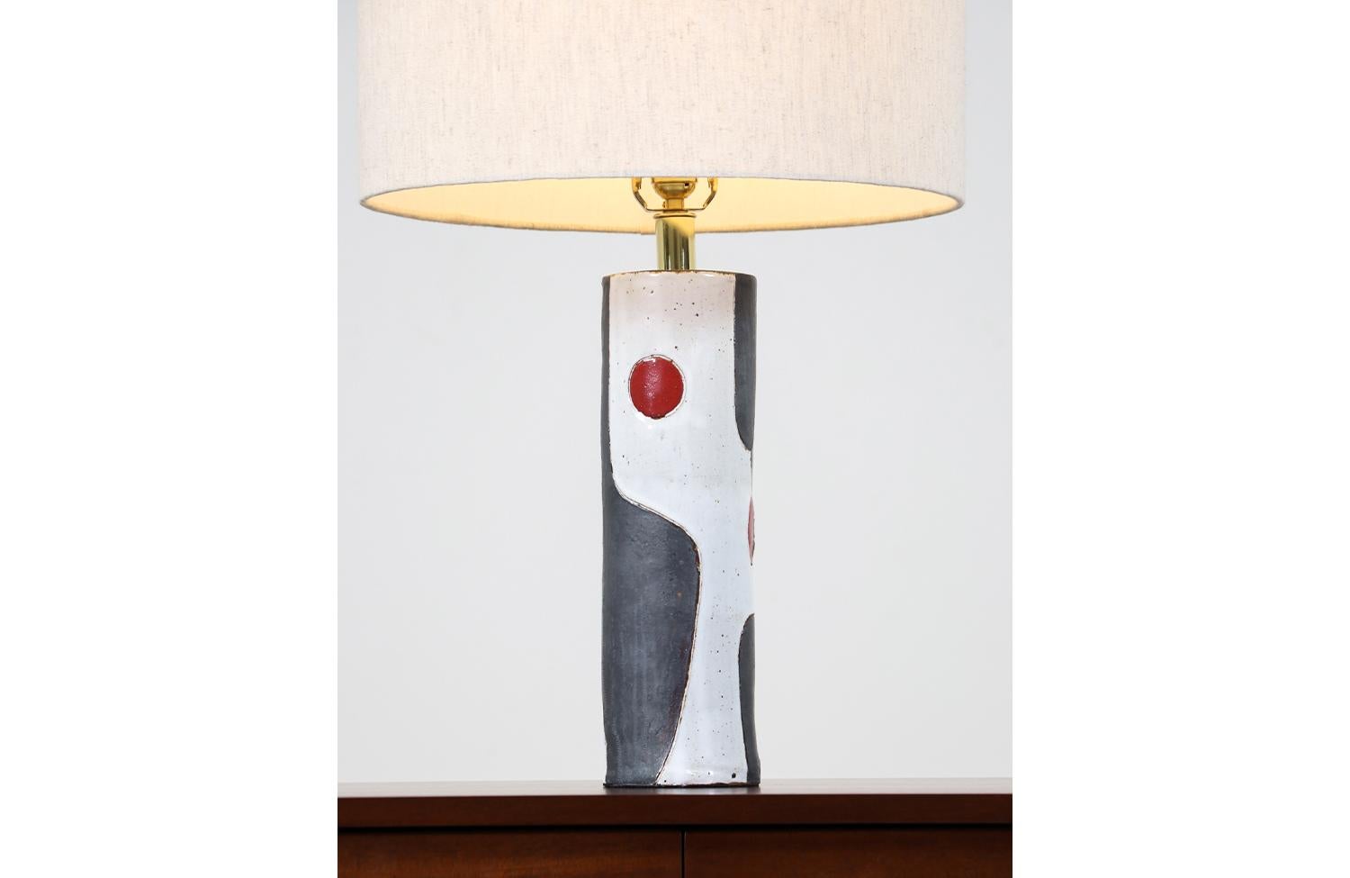 California Modern Glazed Ceramic Table Lamp by Melinda Forster In Excellent Condition In Los Angeles, CA